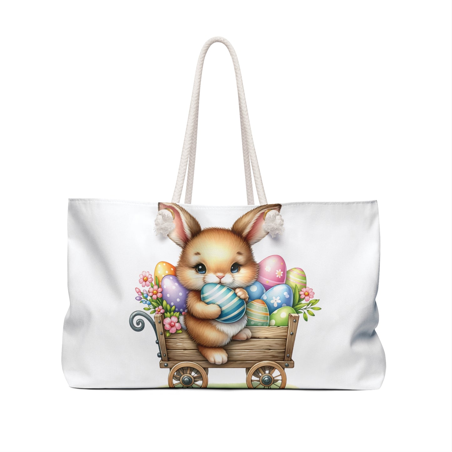 Personalised/Non-Personalised Weekender Bag, Easter Bunny, Rabbit, Large Weekender Bag, Beach Bag, Book Bag