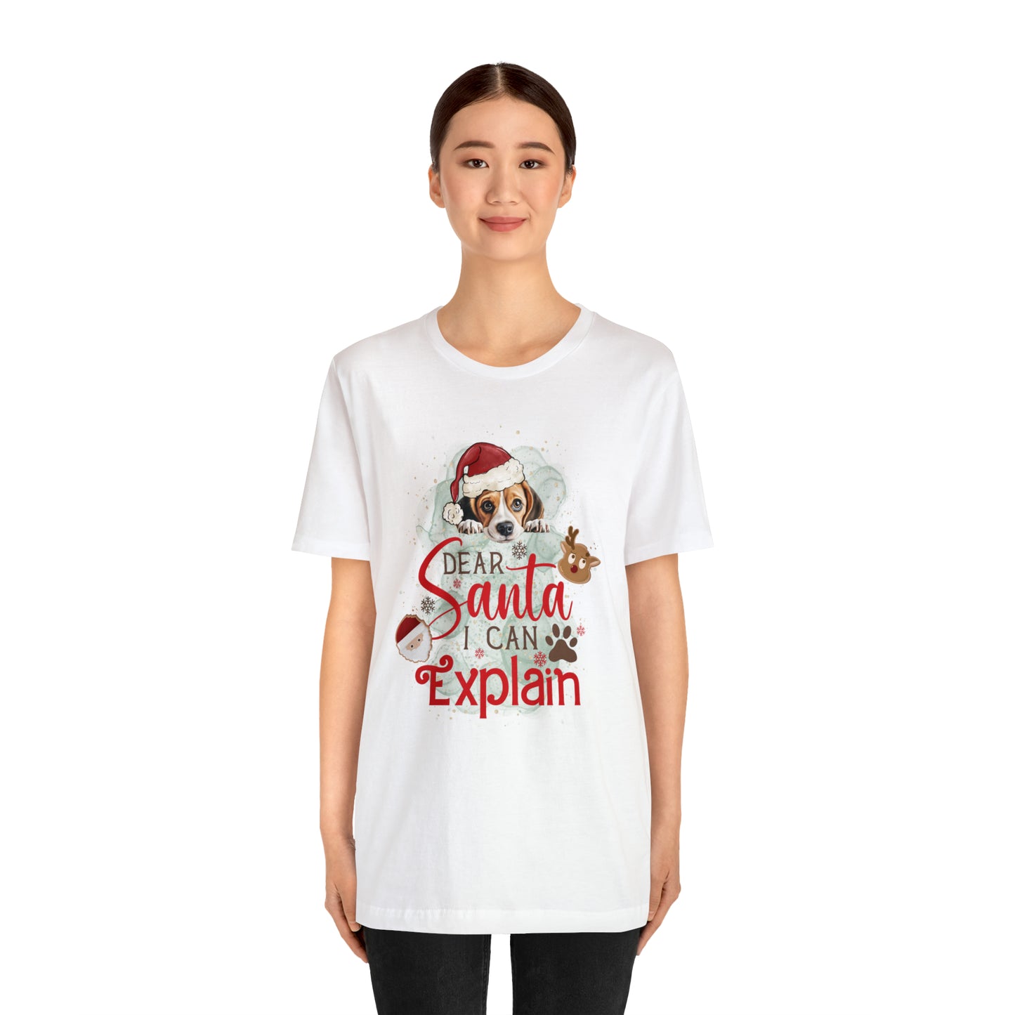 Unisex Jersey Short Sleeve Tee, Dog Paws, Dear Santa I Can Explain, Dear Santa Tee, Christmas Tee, Super Soft 9 Sizes