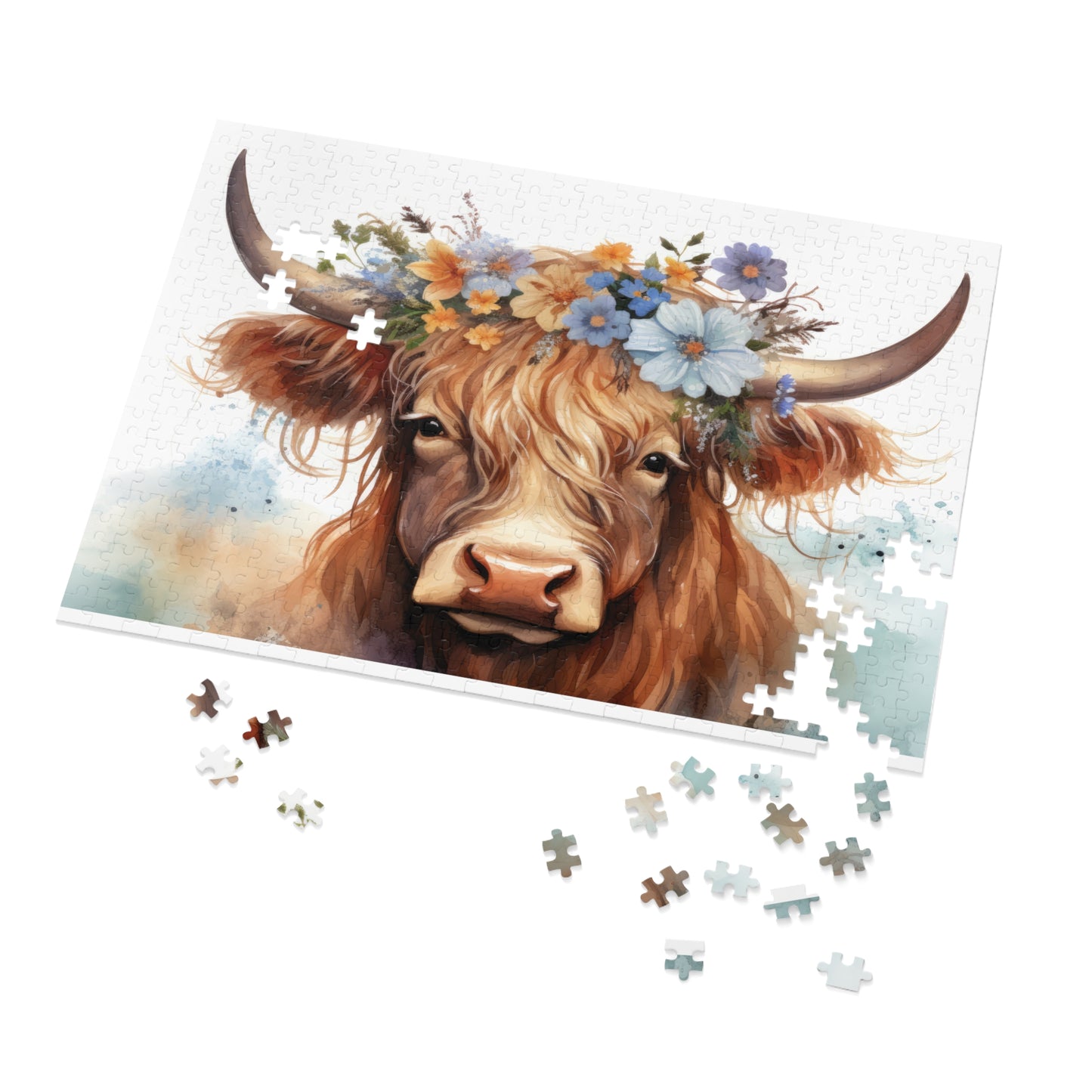 Jigsaw Puzzle, Highland Cow, Personalised/Non-Personalised (30, 110, 252, 500,1000-Piece)