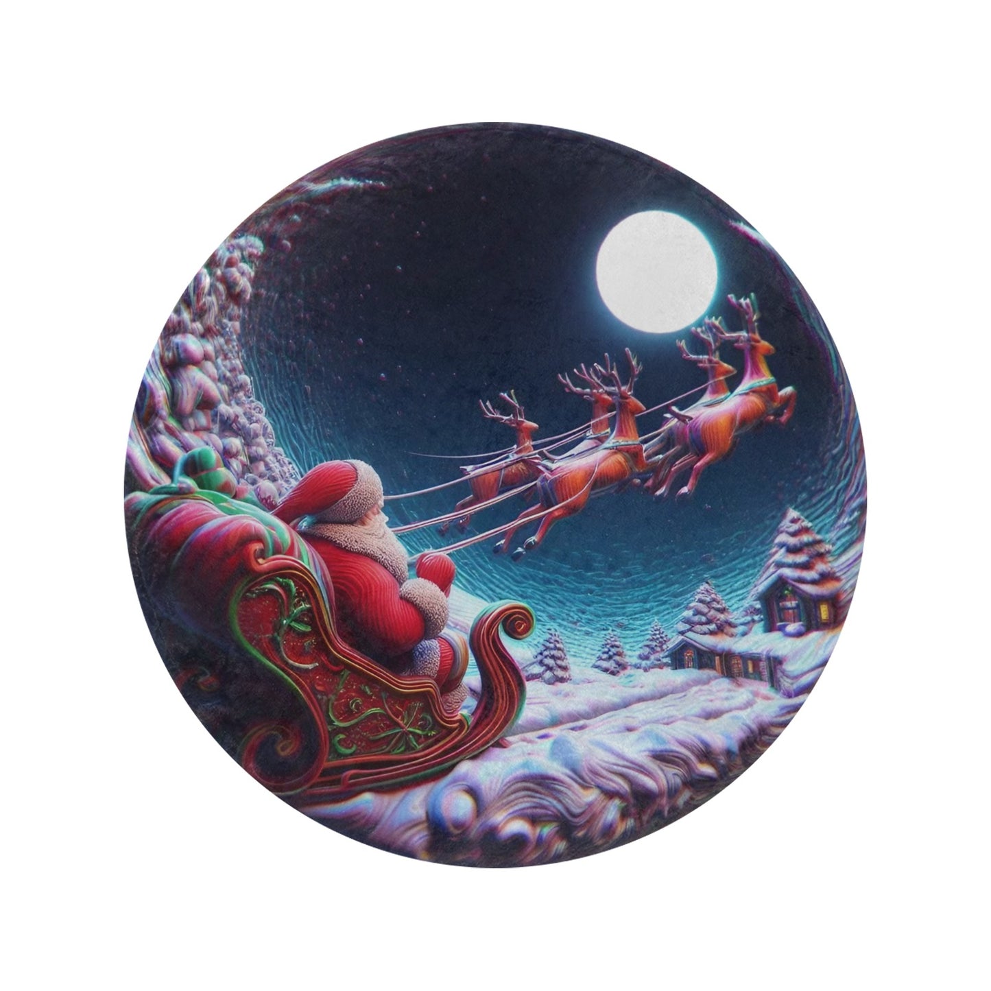 Santa Circular Micro Fleece Blanket