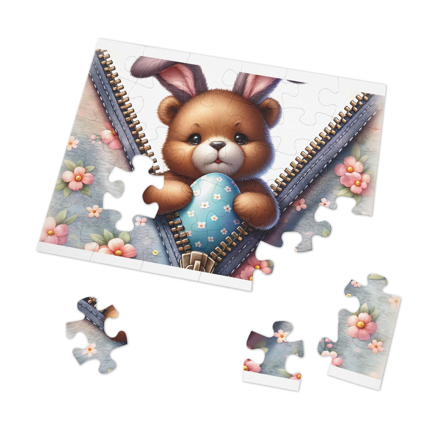 Jigsaw Puzzle, Easter, Bear with Bunny Ears, Personalised/Non-Personalised (30, 110, 252, 500,1000-Piece)