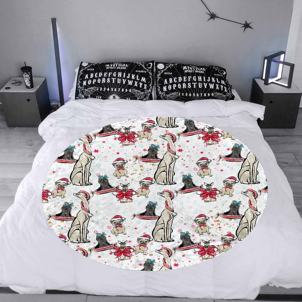 Dog Christmas  Circular Micro Fleece Blanket 60"