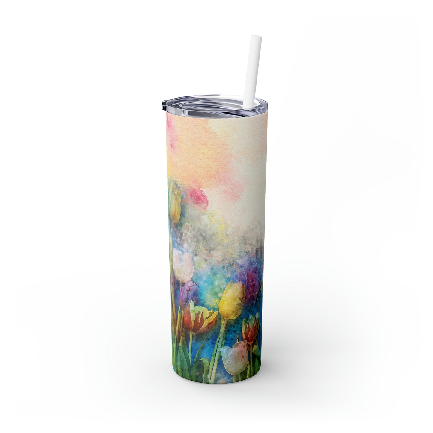 Skinny Tumbler with Straw, 20oz, Floral, awd-317