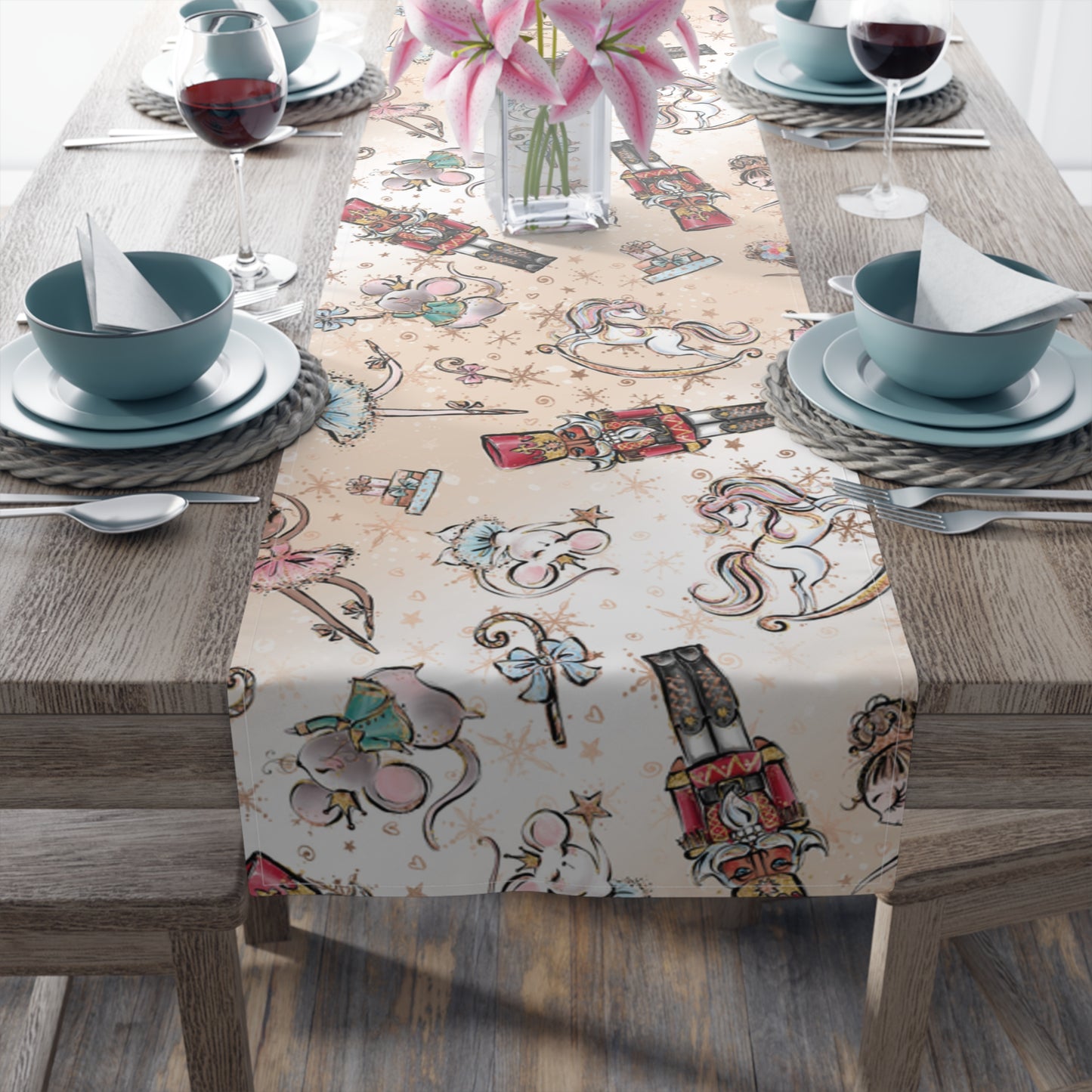 Christmas Nutcracker Table Runner, Cotton Twill and Poly Available