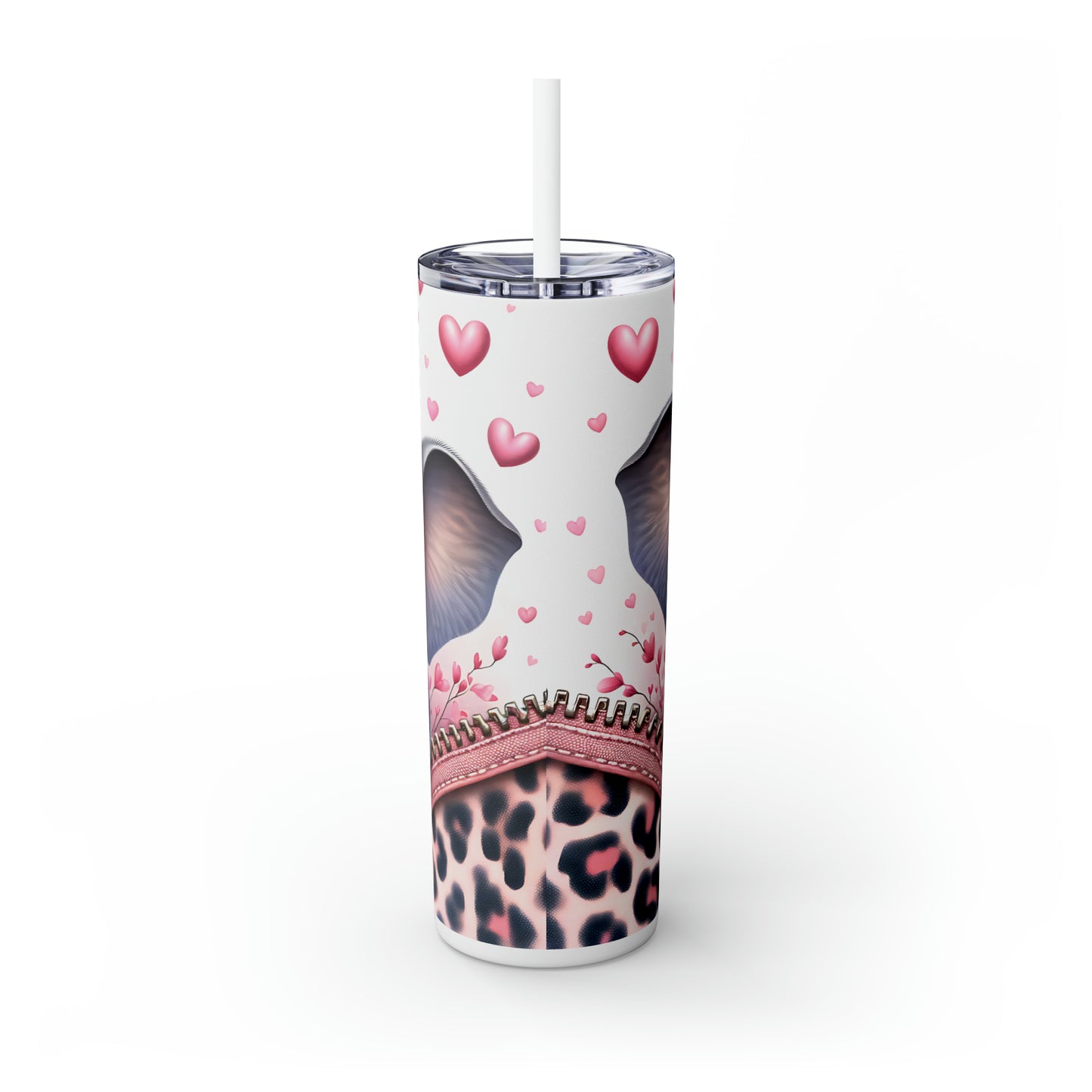 Skinny Tumbler with Straw, 20oz, Elephant, Valentines Day, awd-760