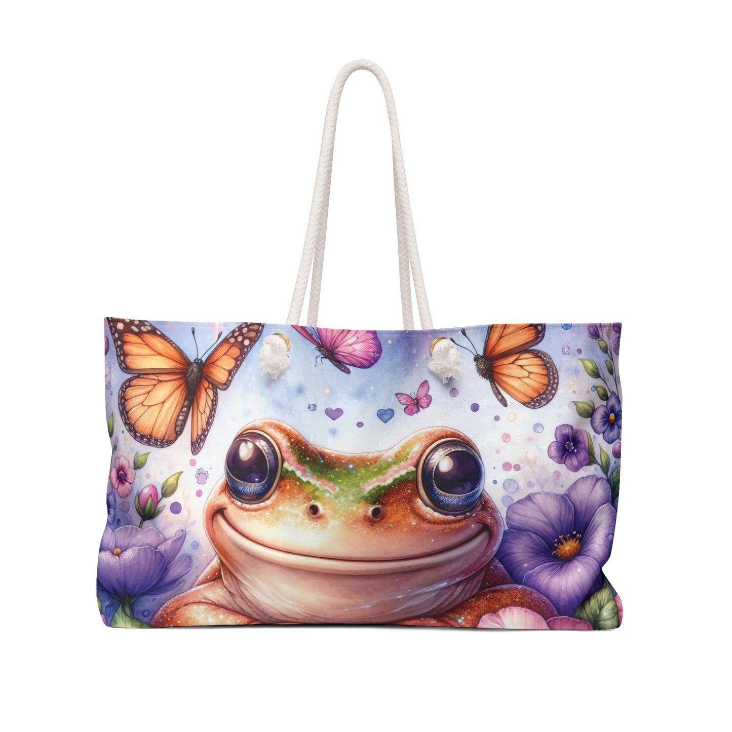 Personalised/Non-Personalised Weekender Bag, Frog, Large Weekender Bag, Beach Bag, Book Bag