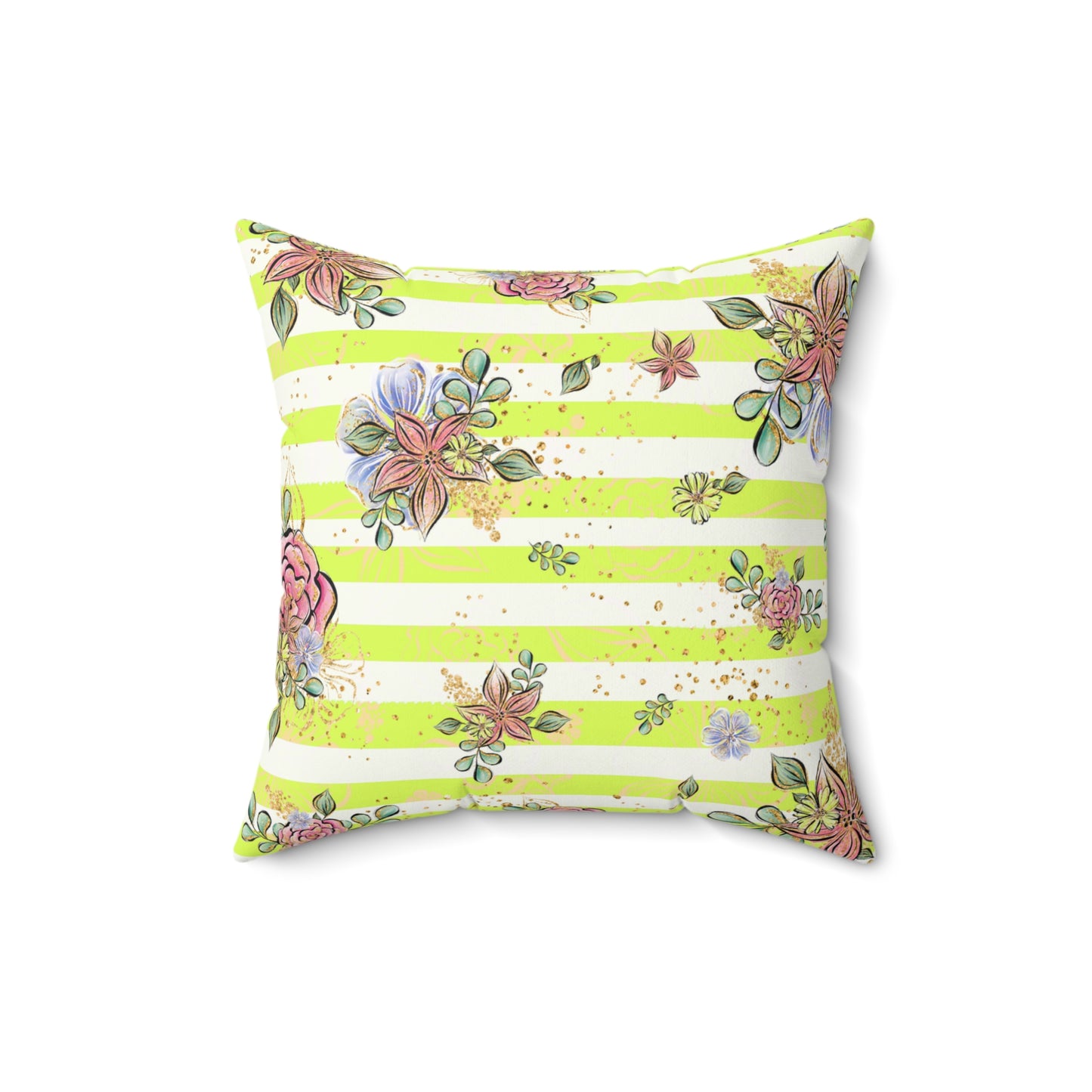 Spun Polyester Square Pillow, Floral Cushion