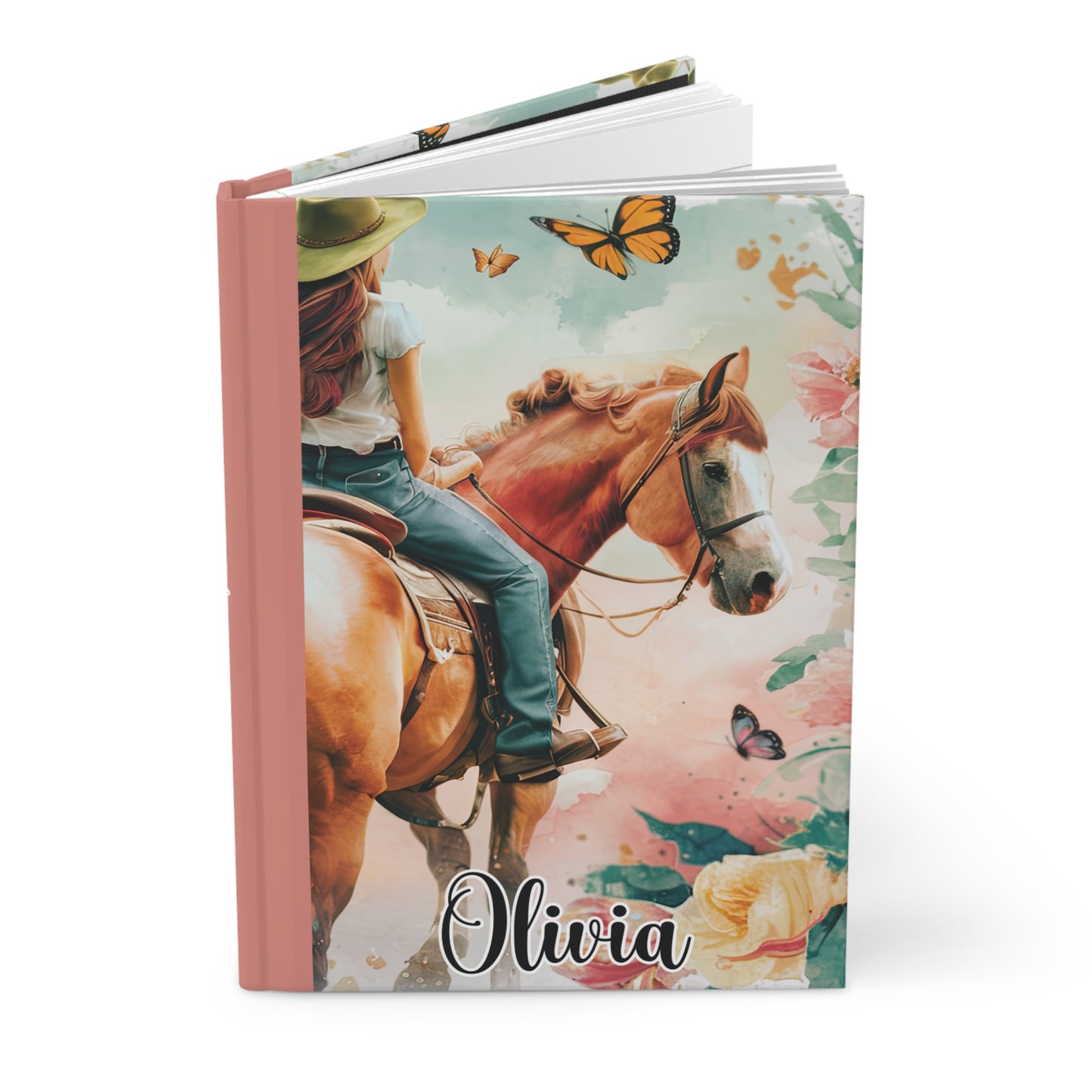 Personalised Hardcover Journal Matte, Country and Western, Cowgirl and Horse, awd-1716