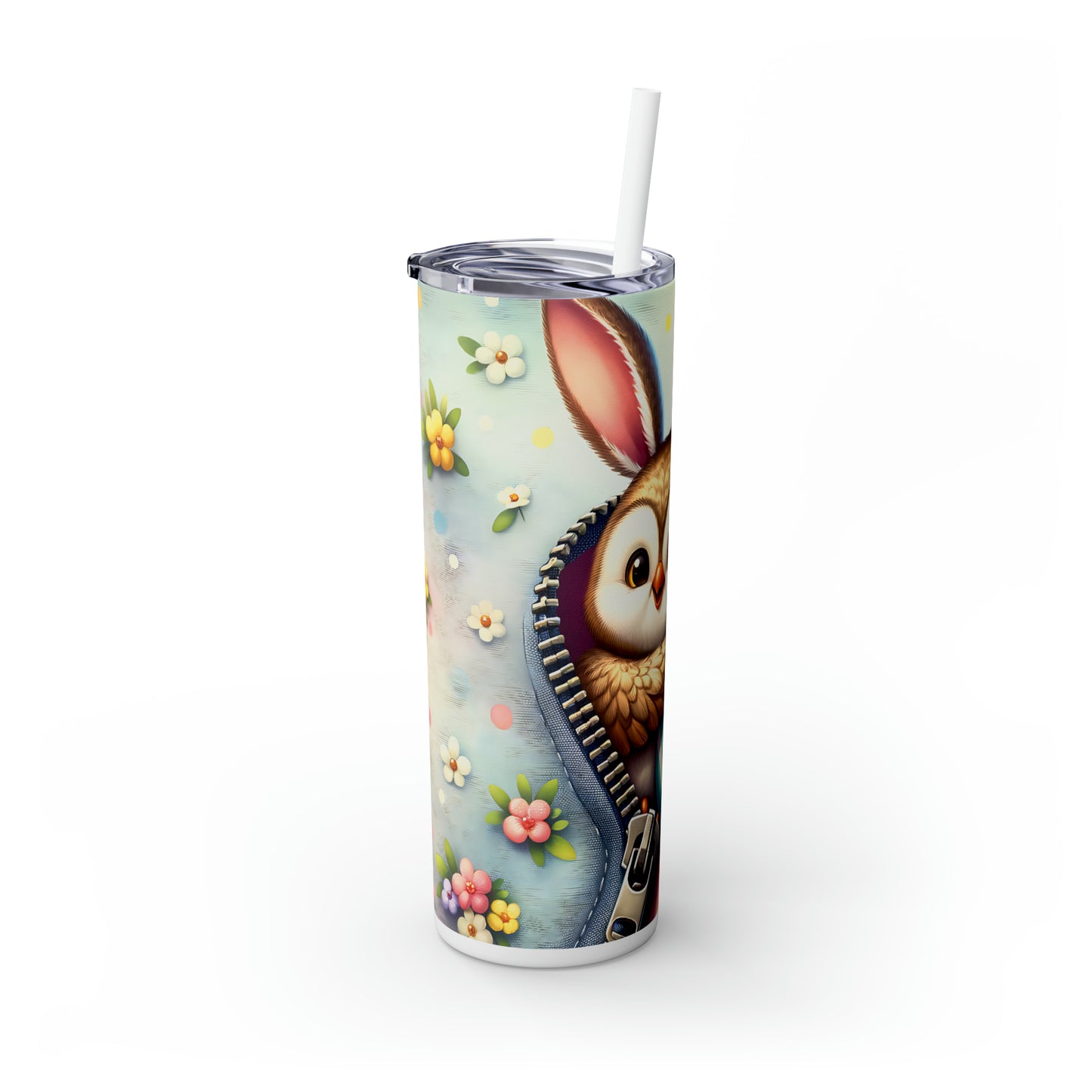 Skinny Tumbler with Straw, 20oz, Easter, Owl, awd-1303