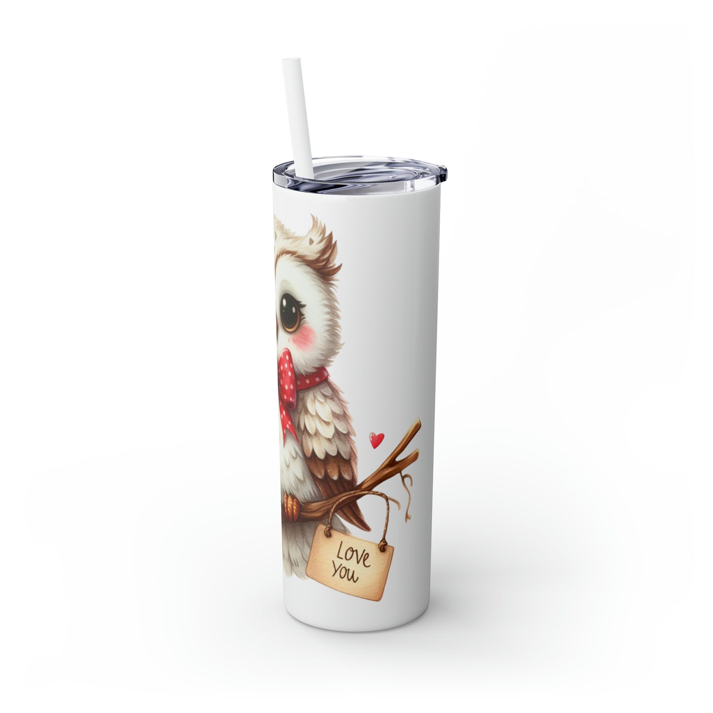 Skinny Tumbler with Straw, 20oz, Owl