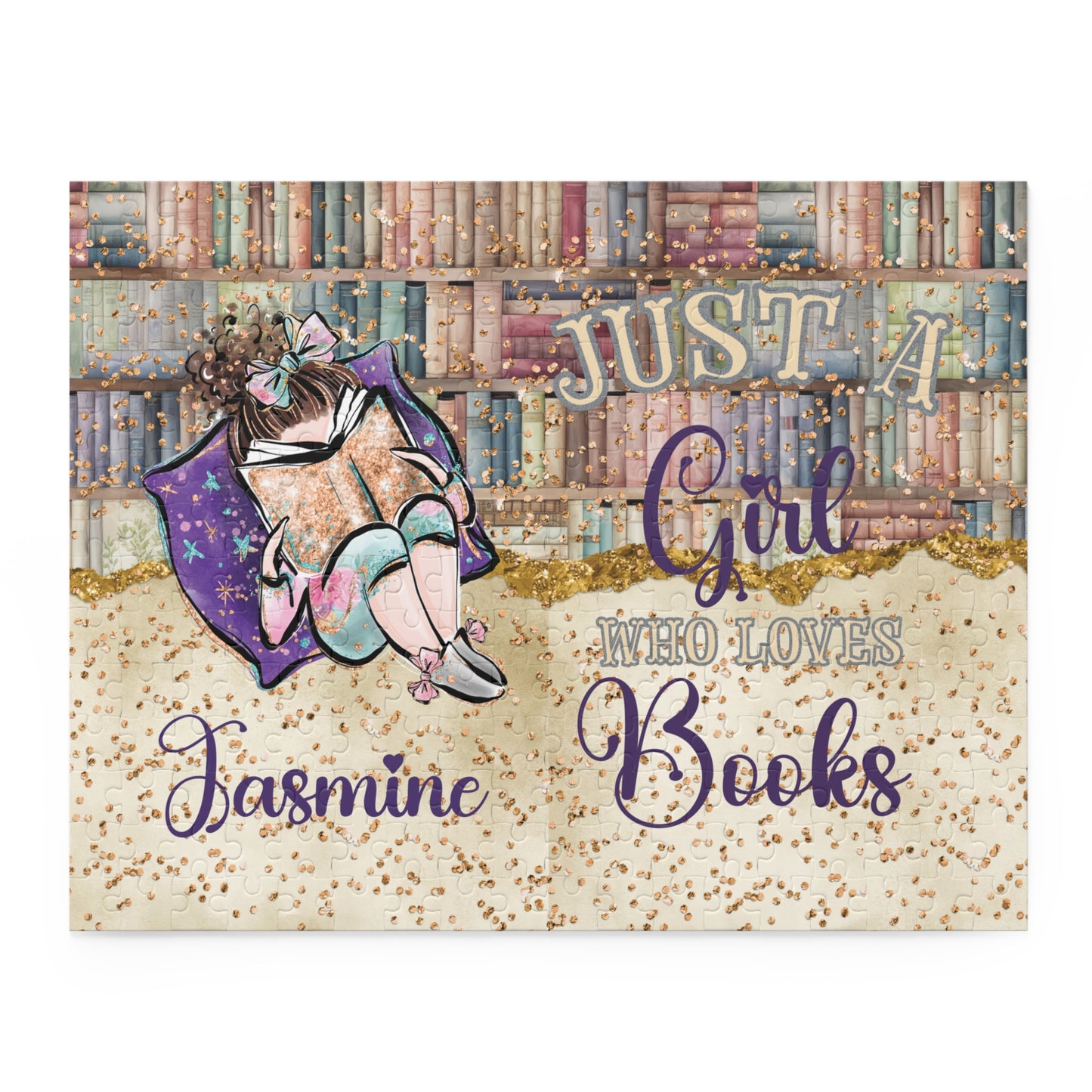 Puzzle, Just a Girl who Loves Books, Brunette Hair, Personalised/Non-Personalised, (120, 252, 500-Piece)