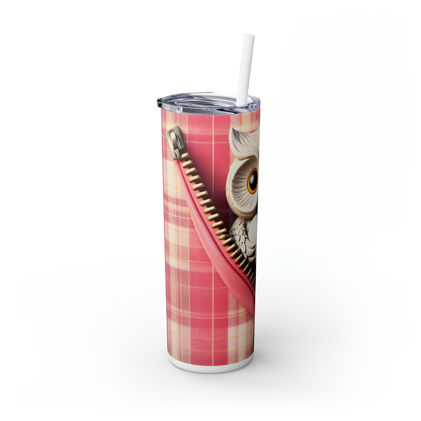 Skinny Tumbler with Straw, 20oz, Owl, Valentines Day