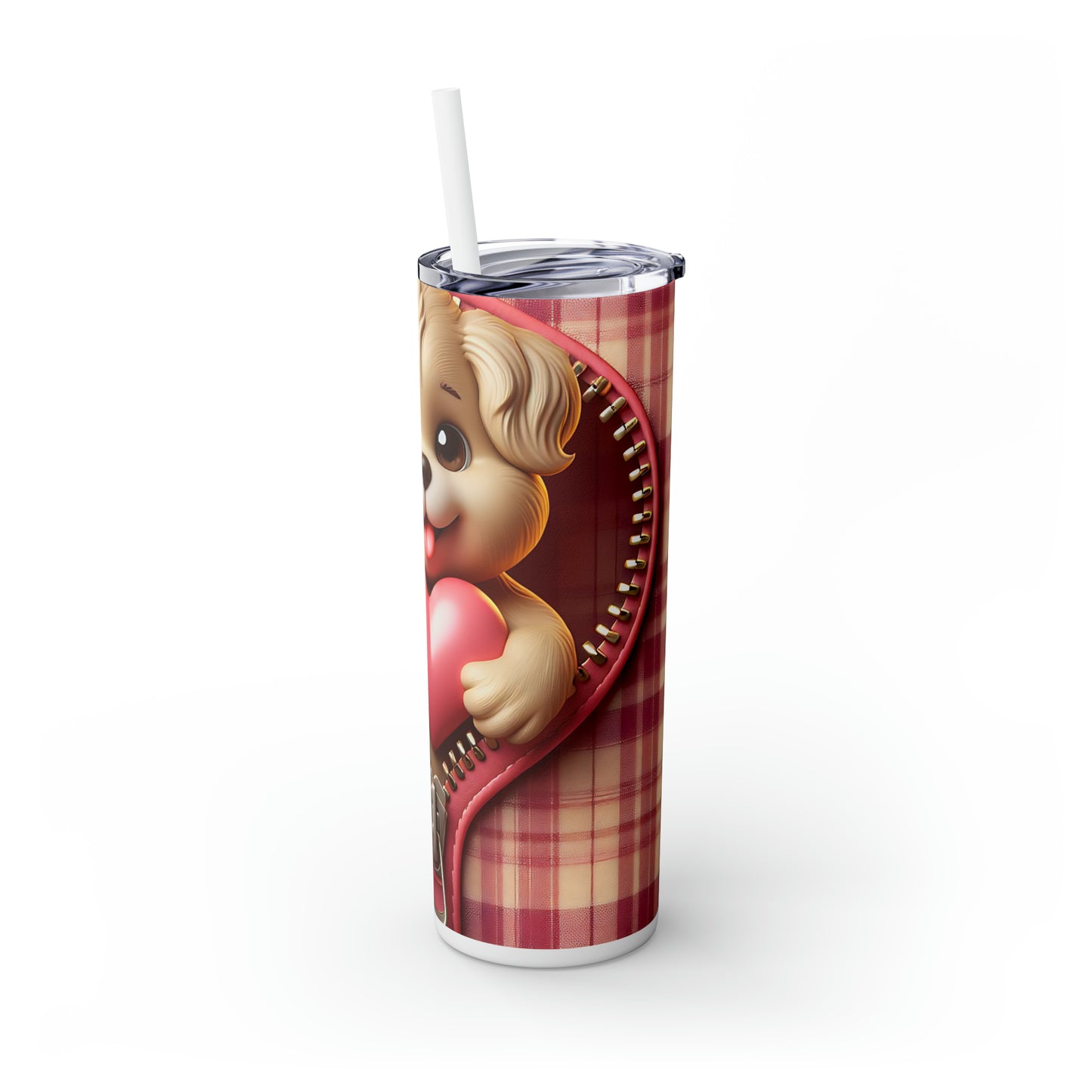 Skinny Tumbler with Straw, 20oz, Dog, Valentines Day, awd-942