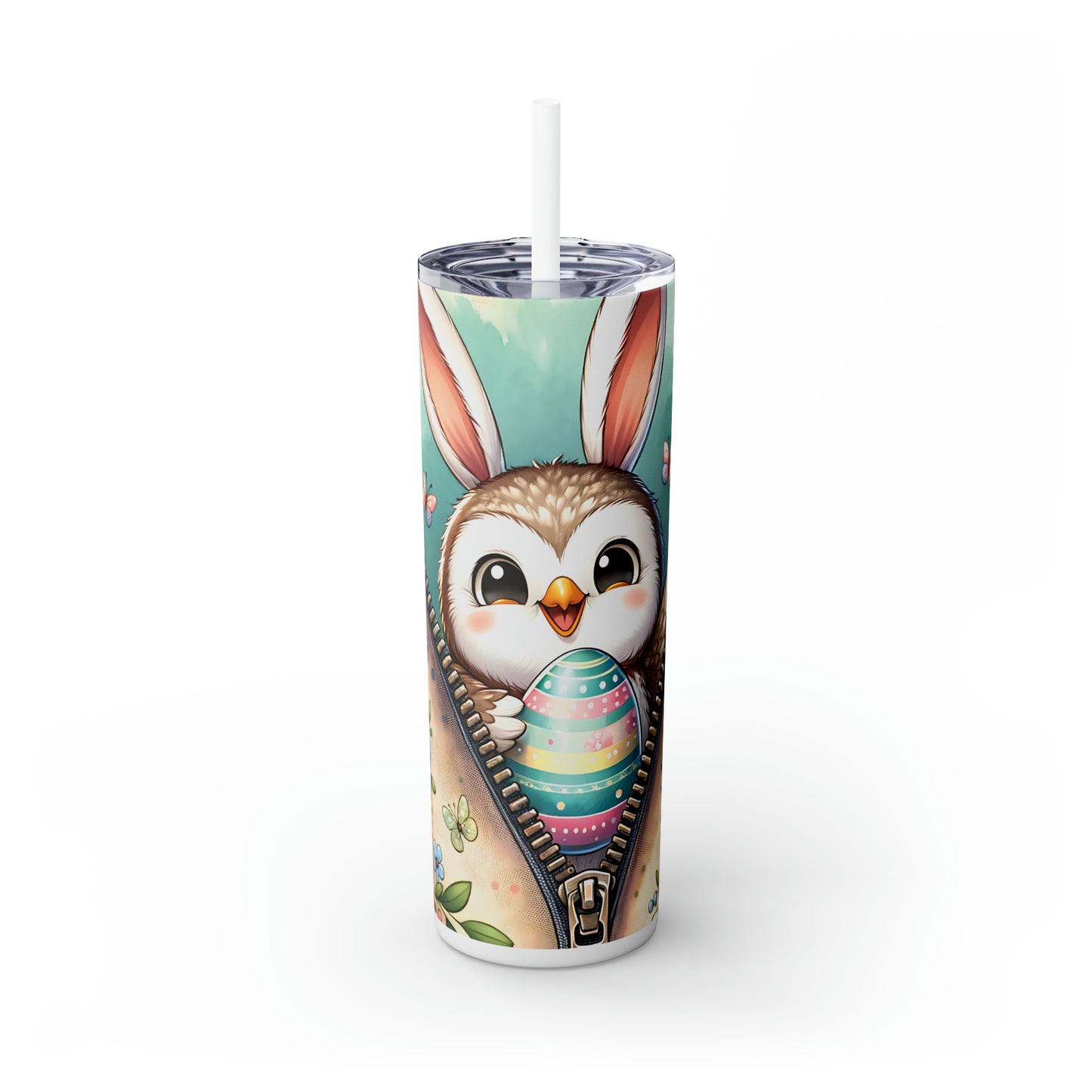 Skinny Tumbler with Straw, 20oz, Easter, Owl, awd-1302