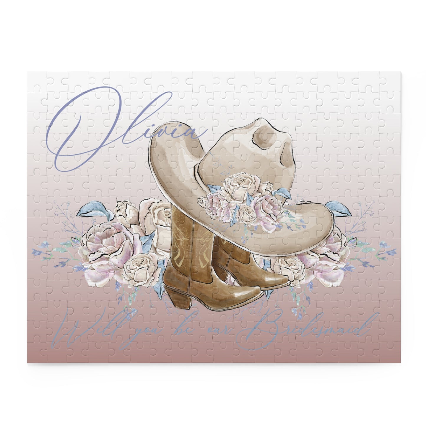 Personalised/Non-Personalised Puzzle, Country Boots, Romance Floral, Will you be our Bridesmaid/Flower Girl (120, 252, 500-Piece)