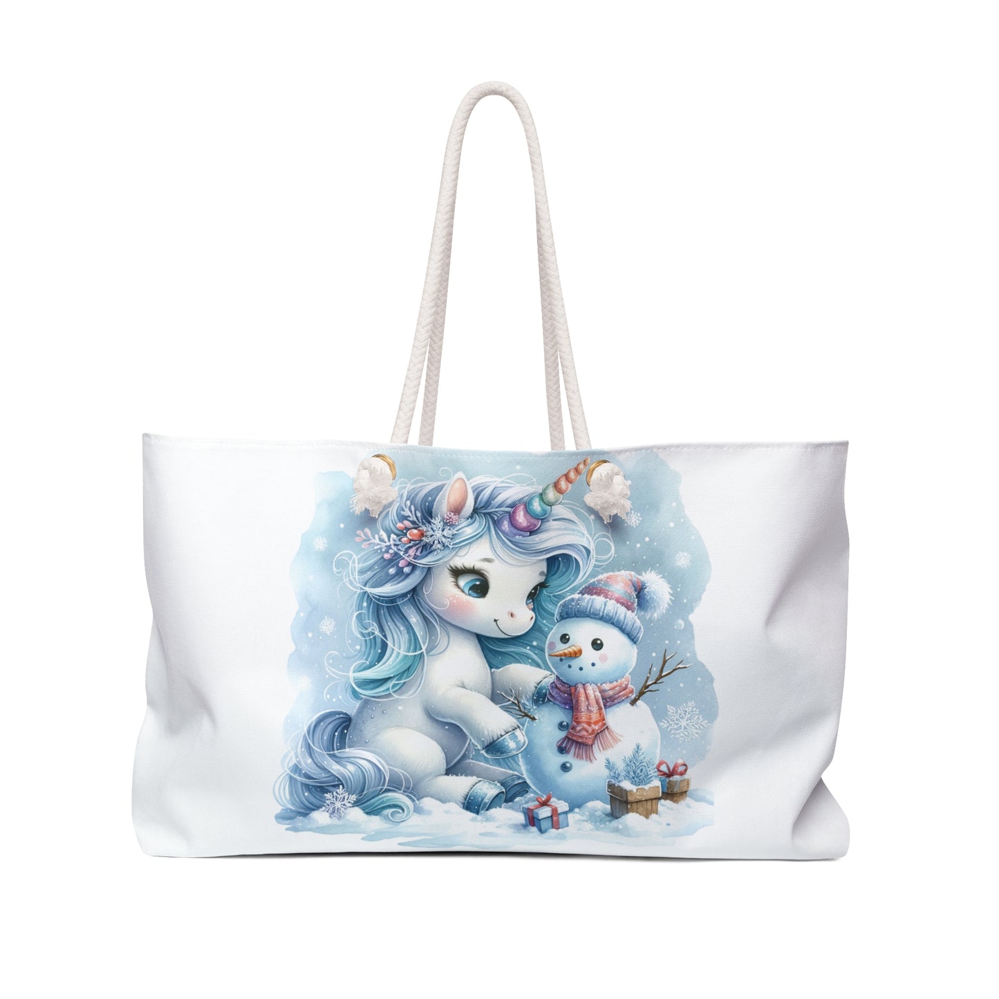 Personalised/Non-Personalised Weekender Bag, Unicorn, Large Weekender Bag, Beach Bag, Book Bag