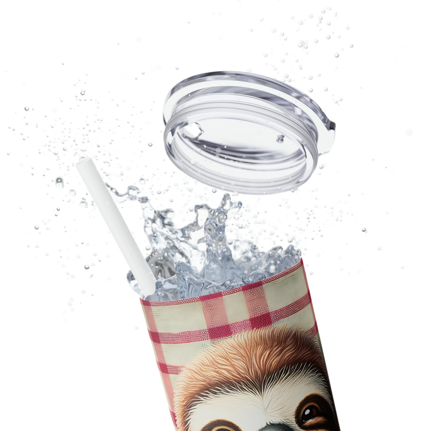 Skinny Tumbler with Straw, 20oz, Sloth, Valentines Day