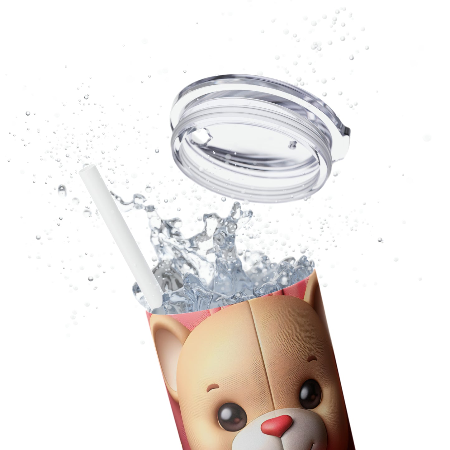 Skinny Tumbler with Straw, 20oz, Bear, Valentines Day, awd-1006