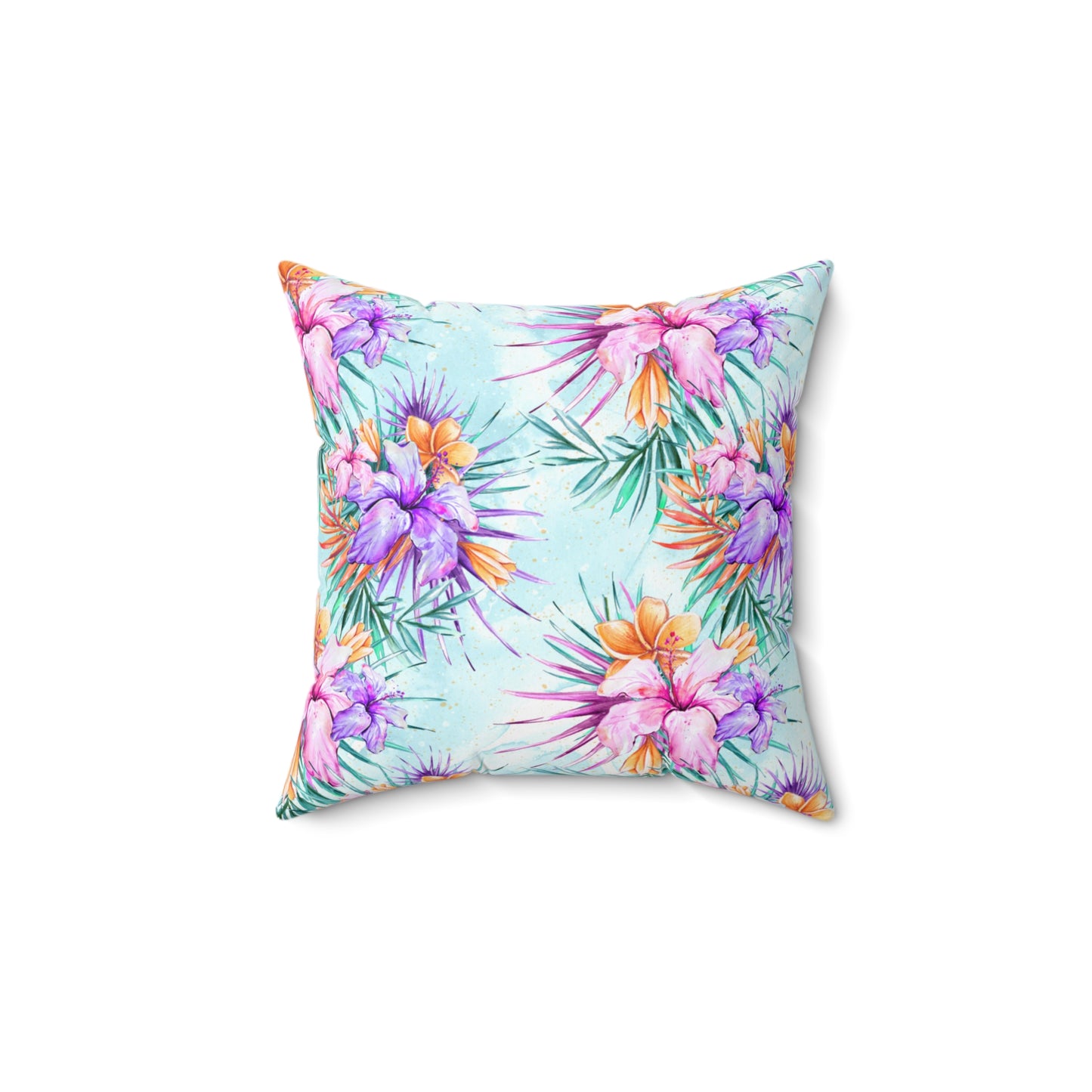 Spun Polyester Square Pillow, Summer Floral Cushion