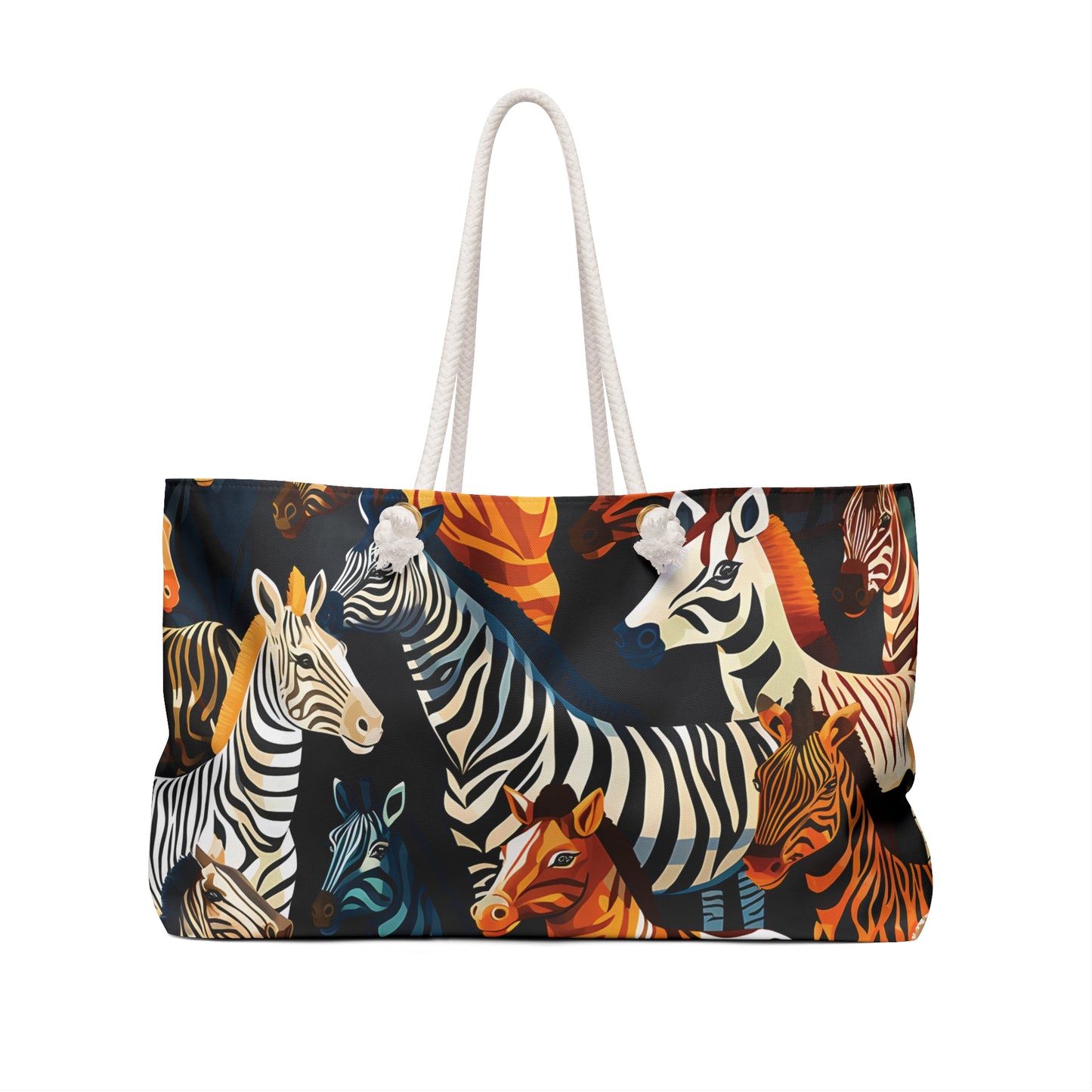 Personalised/Non-Personalised Weekender Bag, Wild Animals, Zebras, Large Weekender Bag, Beach Bag, Book Bag