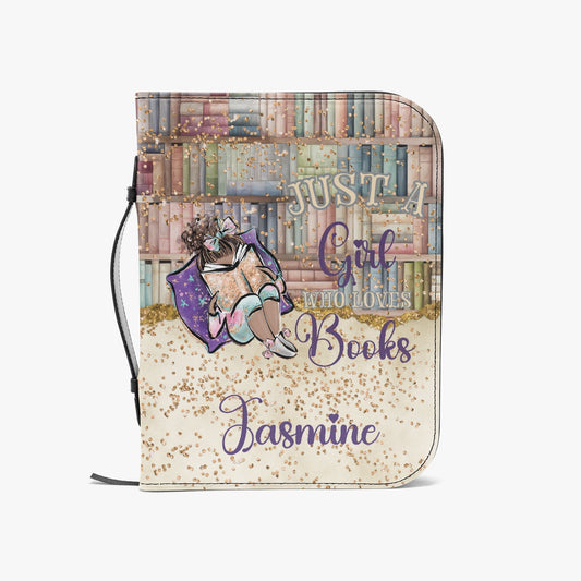 Book Cover/Bible Cover, Just a Girl who Loves Books, Brunette Hair, Olive Skin