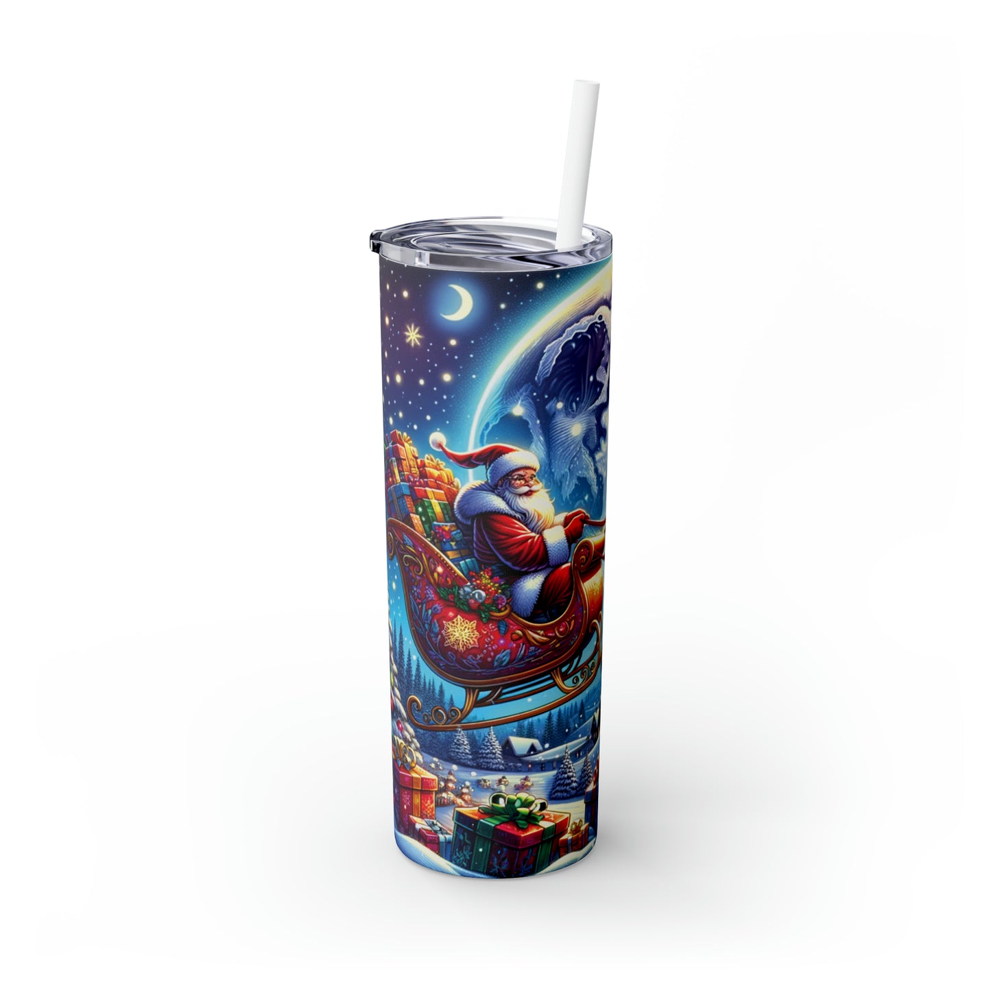 Skinny Tumbler with Straw, 20oz, Christmas, awd-367