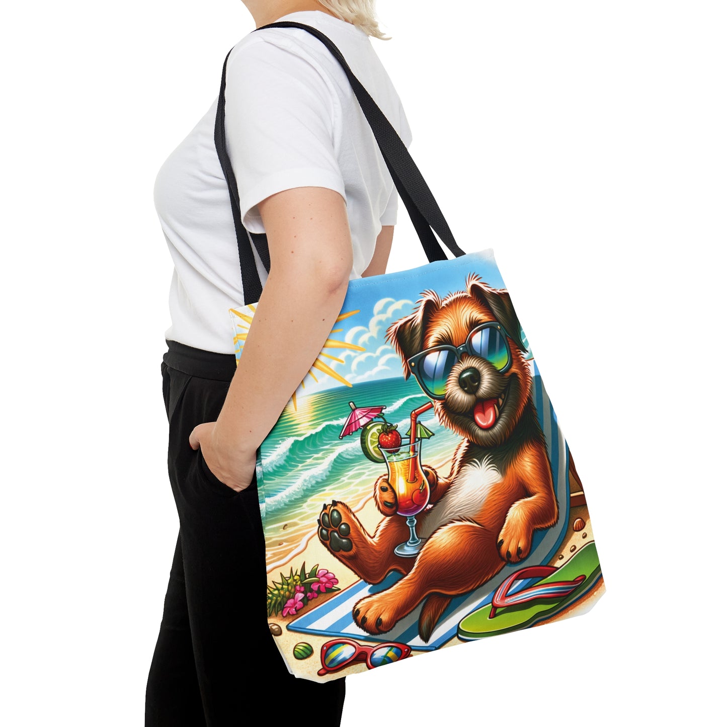 Tote Bag, Dog on Beach, Border Terrier, Tote bag, awd-1104