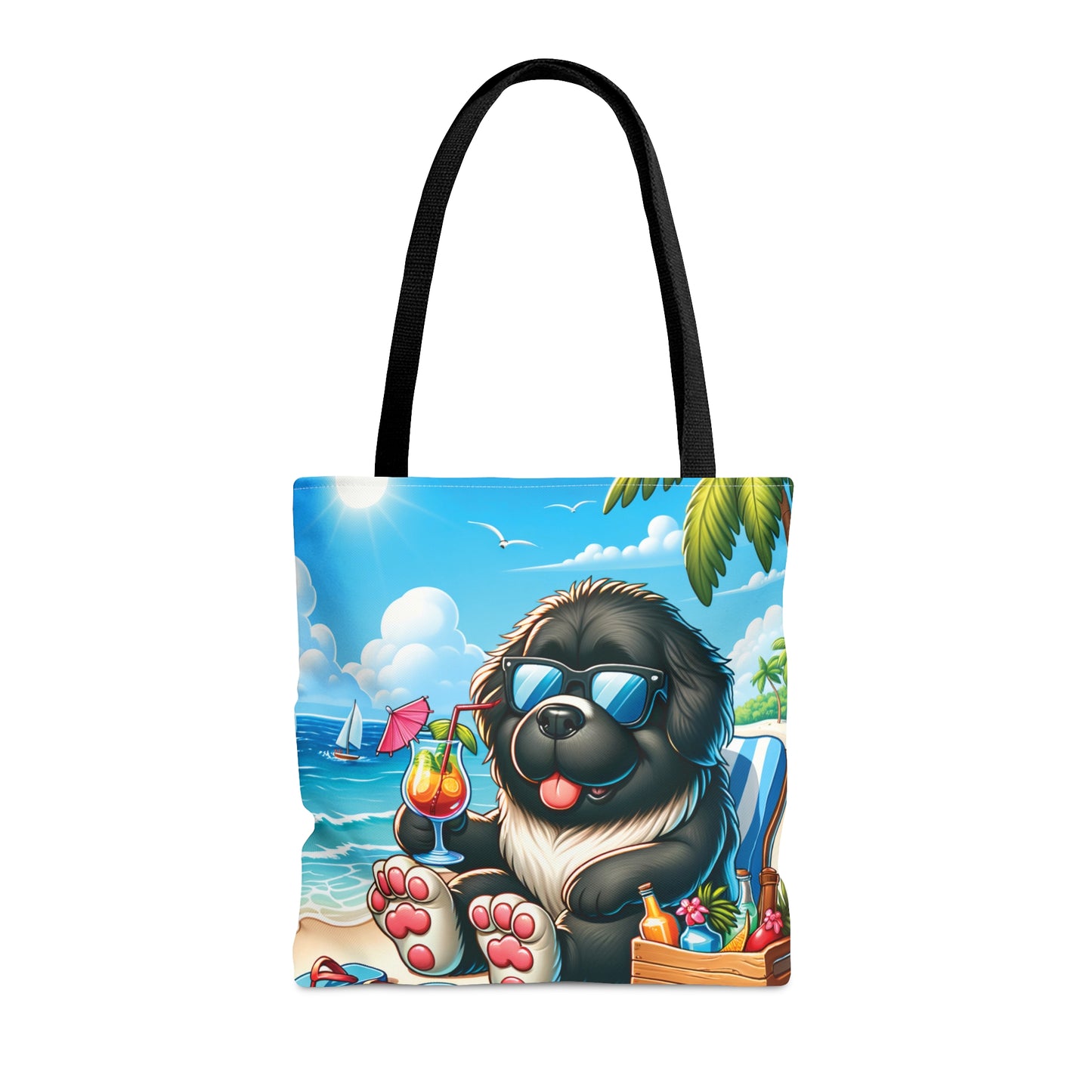 Tote Bag, Dog on Beach, New foundland, Tote bag,  awd-1227