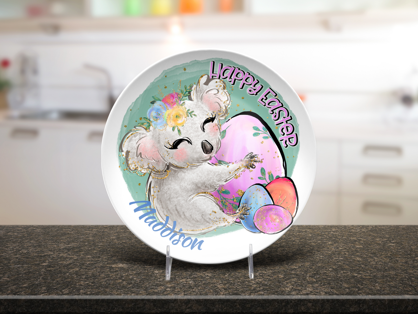 Happy Easter Koala Personalised Plate