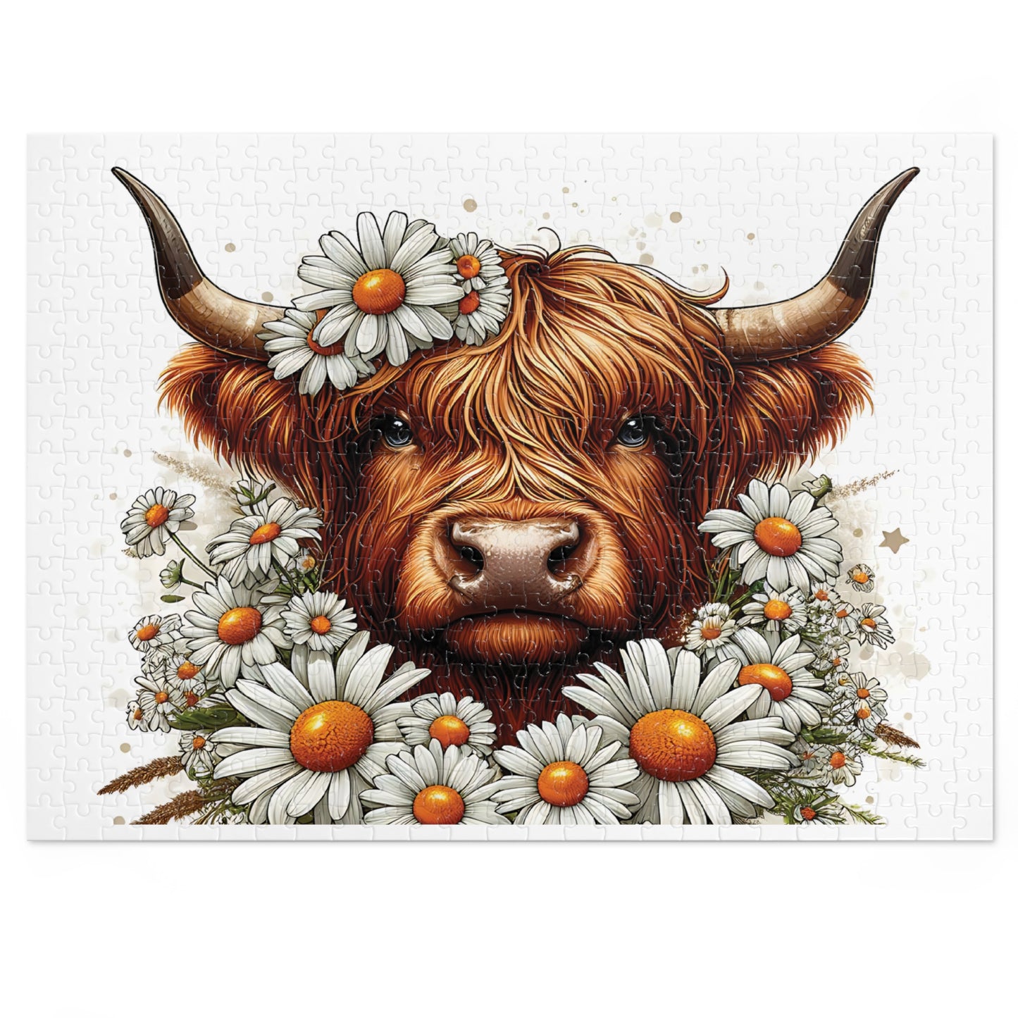 Jigsaw Puzzle, Highland Cow, Personalised/Non-Personalised (30, 110, 252, 500,1000-Piece)