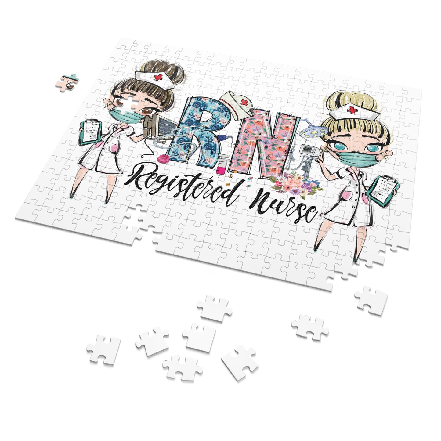 Puzzle, Nurse, RN Nurse, Registered Nurse Floral, Personalised/Non-Personalised (30, 110, 252, 500,1000-Piece) awd-639