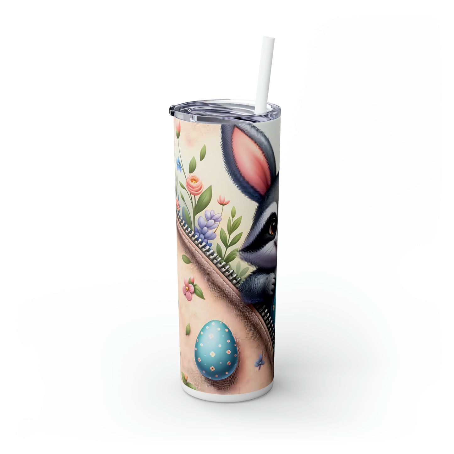 Skinny Tumbler with Straw, 20oz, Easter, Raccoon, awd-1273