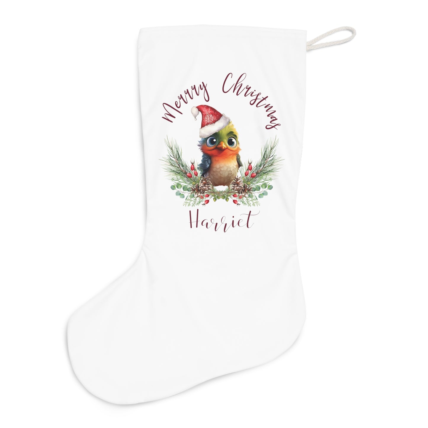 Personalised Santa Stocking, Australian Animals Poinsettia, Mistletoe