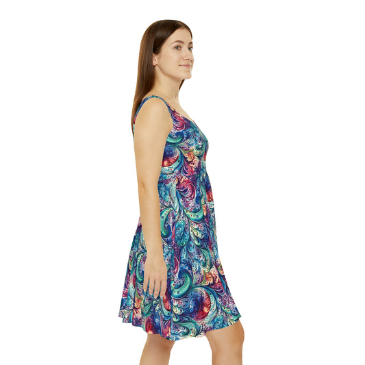 Women's Skater Dress Navy Paisley