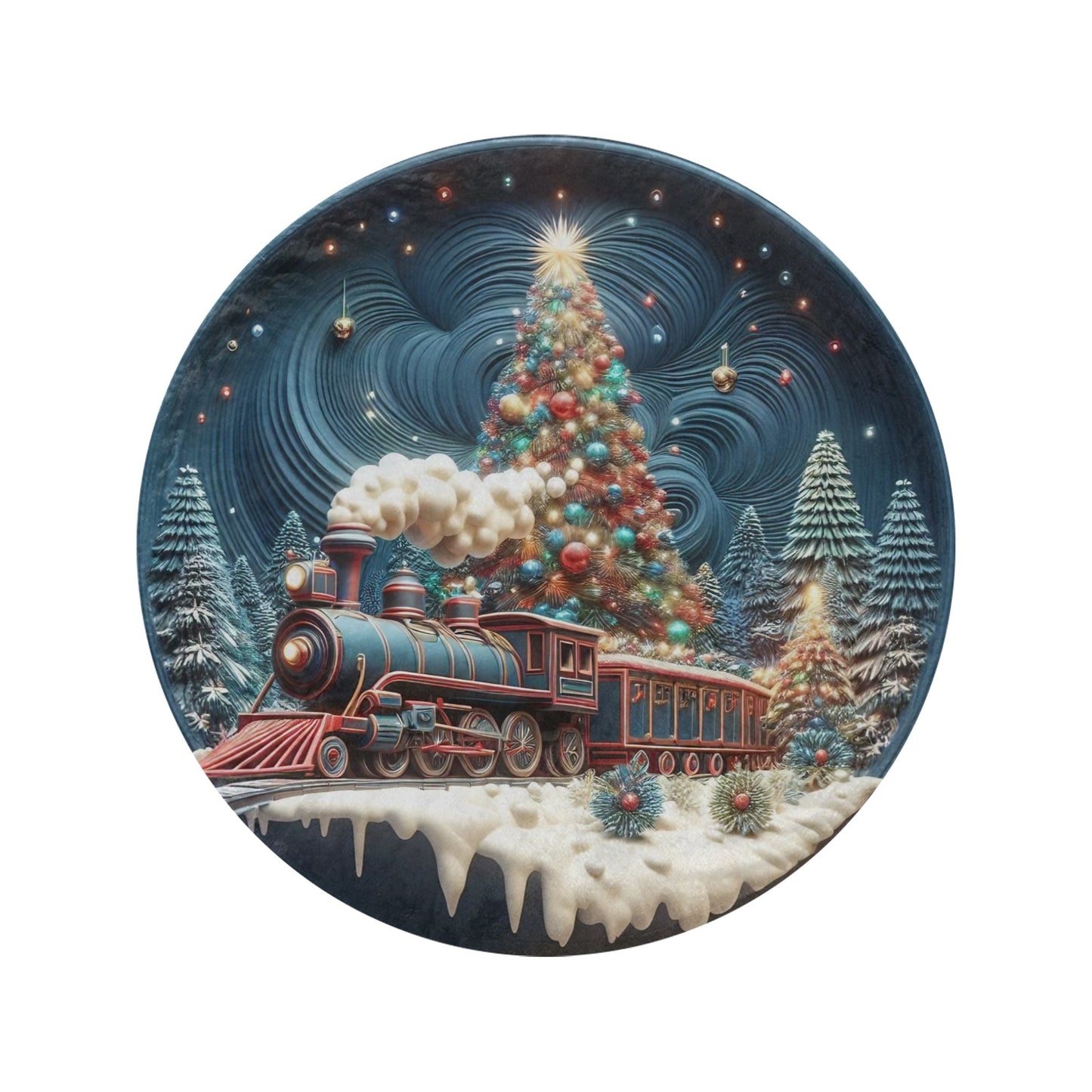 Christmas Scene Circular Micro Fleece Blanket