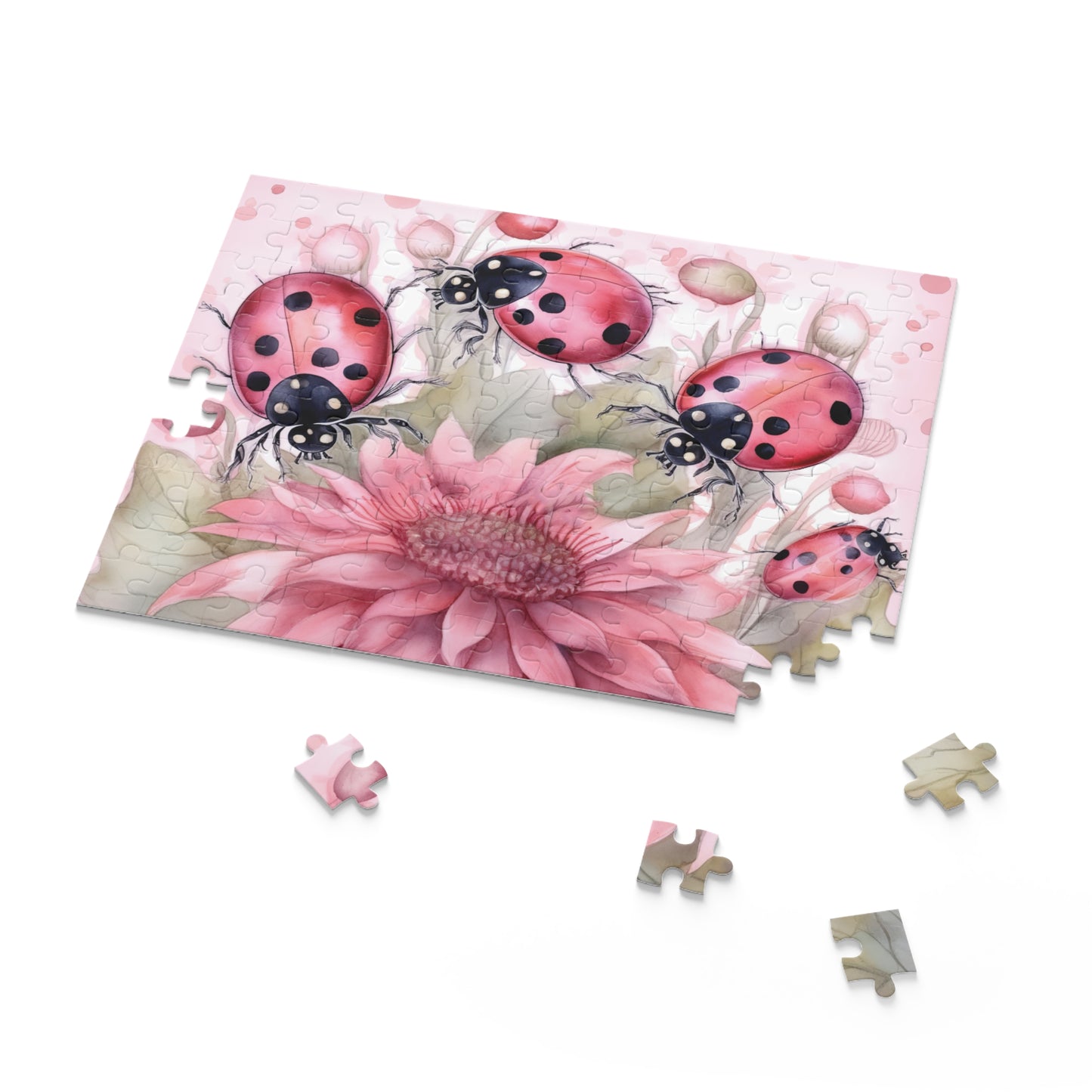 Personalised/Non-Personalised Puzzle, Floral Ladybirds (120, 252, 500-Piece)