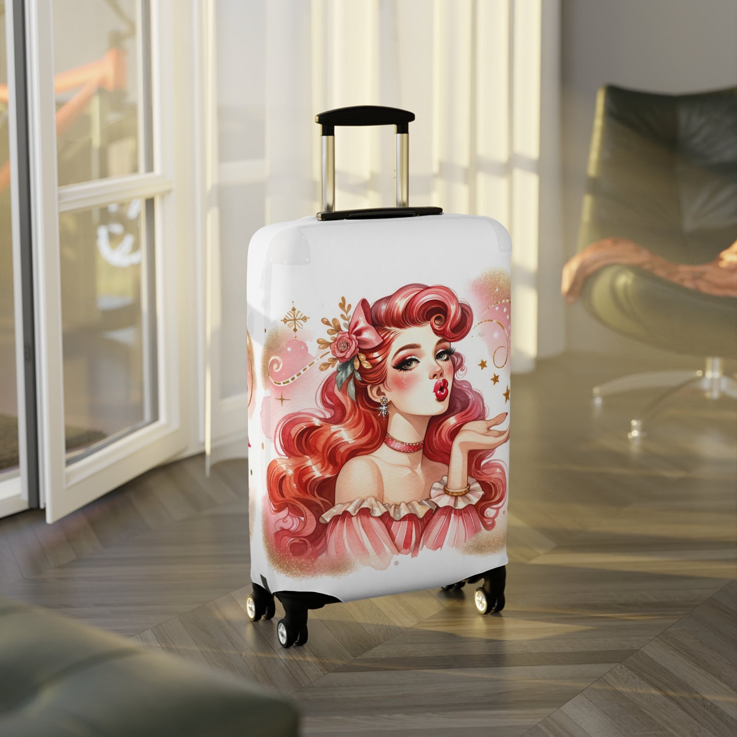 Luggage Cover, Coquette Girl Red Hair, awd-1470