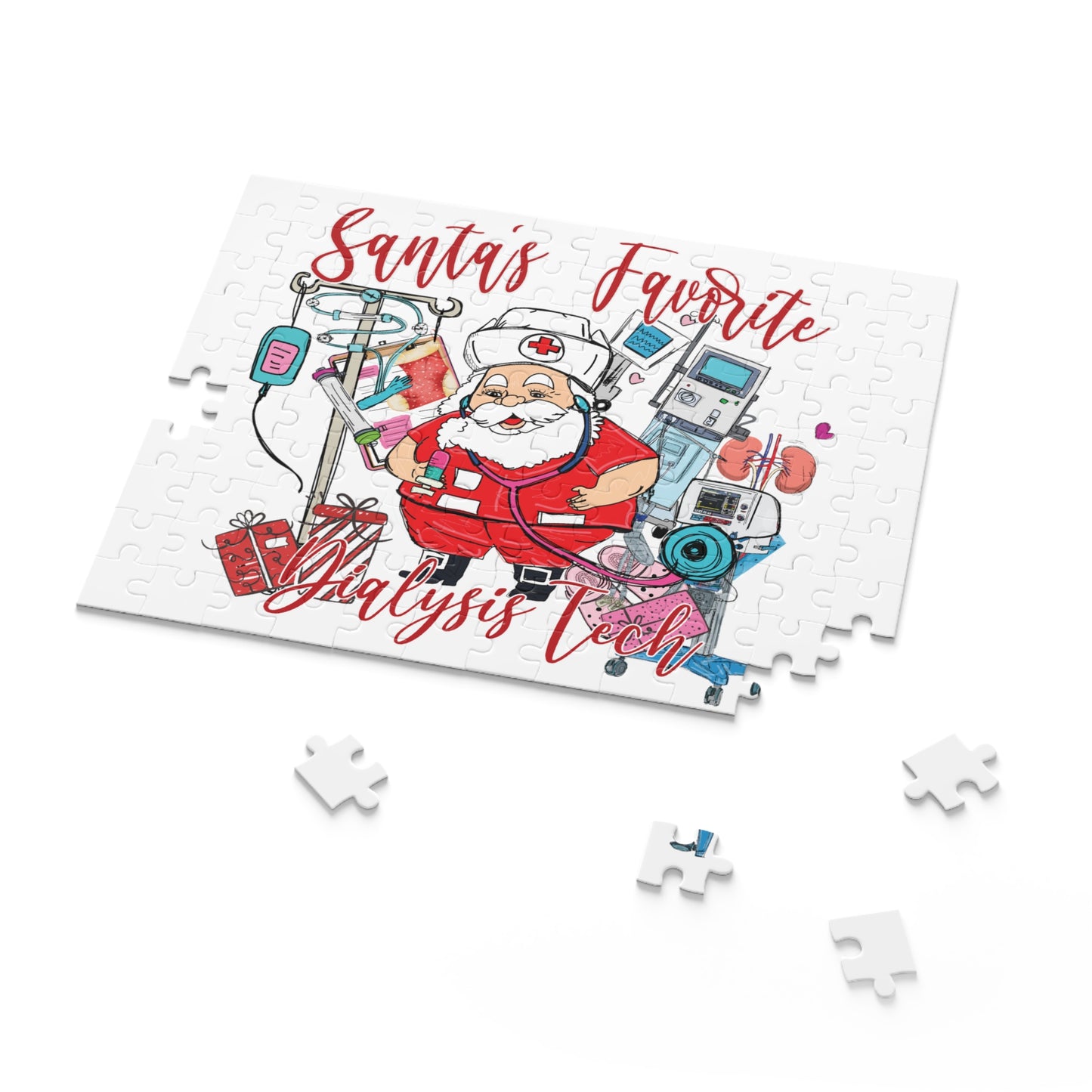 Personalised/Non-Personalised Puzzle, Santa's Favorite Dialysis Tech (120, 252, 500-Piece)