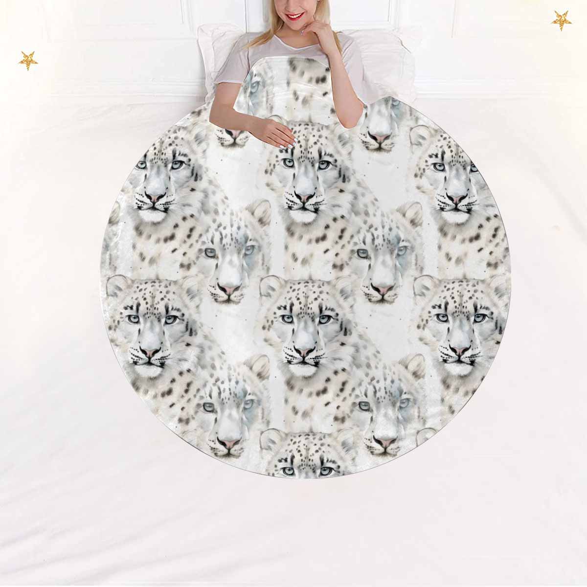 Leopard  Circular Micro Fleece Blanket 60"