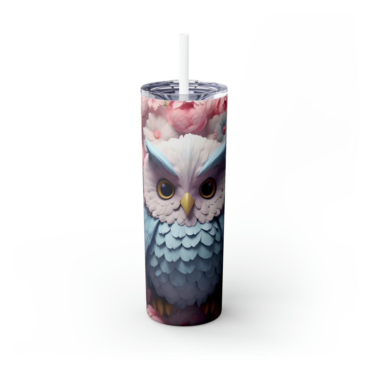 Skinny Tumbler with Straw, 20oz, Owl