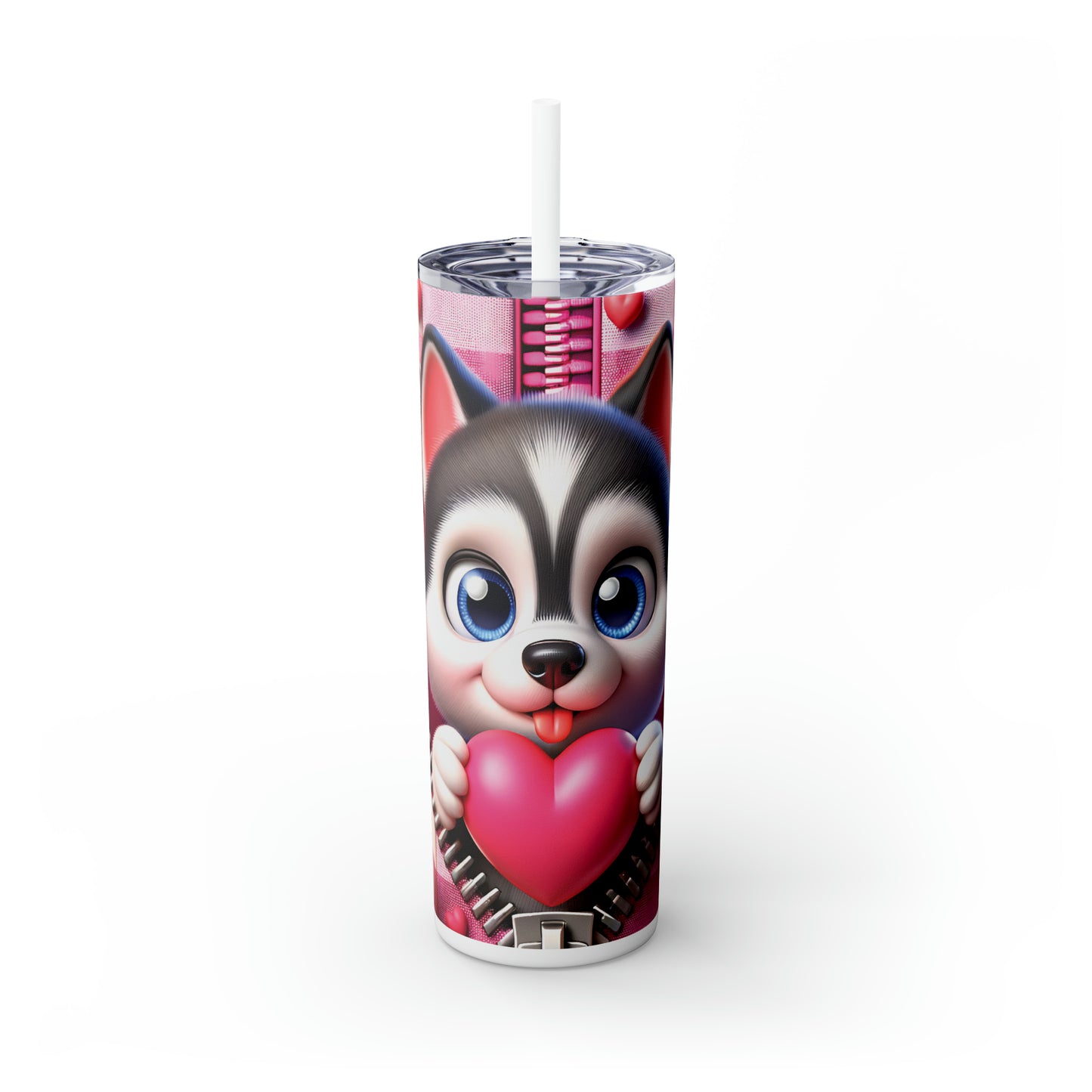 Skinny Tumbler with Straw, 20oz, Dog, Valentines Day, awd-1125