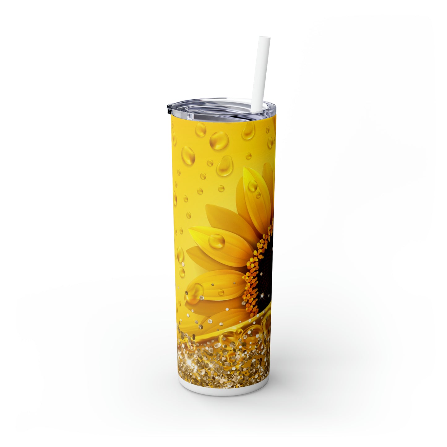 Skinny Tumbler with Straw, 20oz, Sunflower