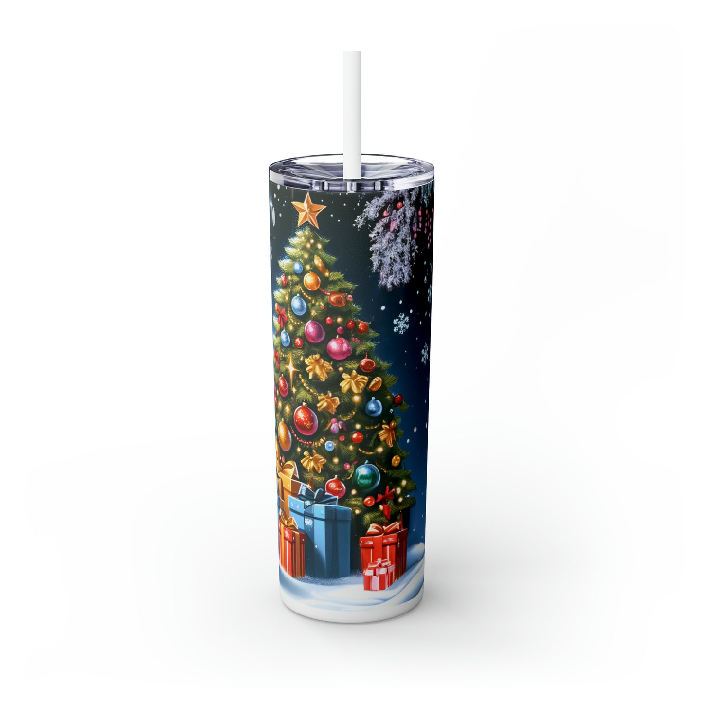 Skinny Tumbler with Straw, 20oz, Christmas Dashound