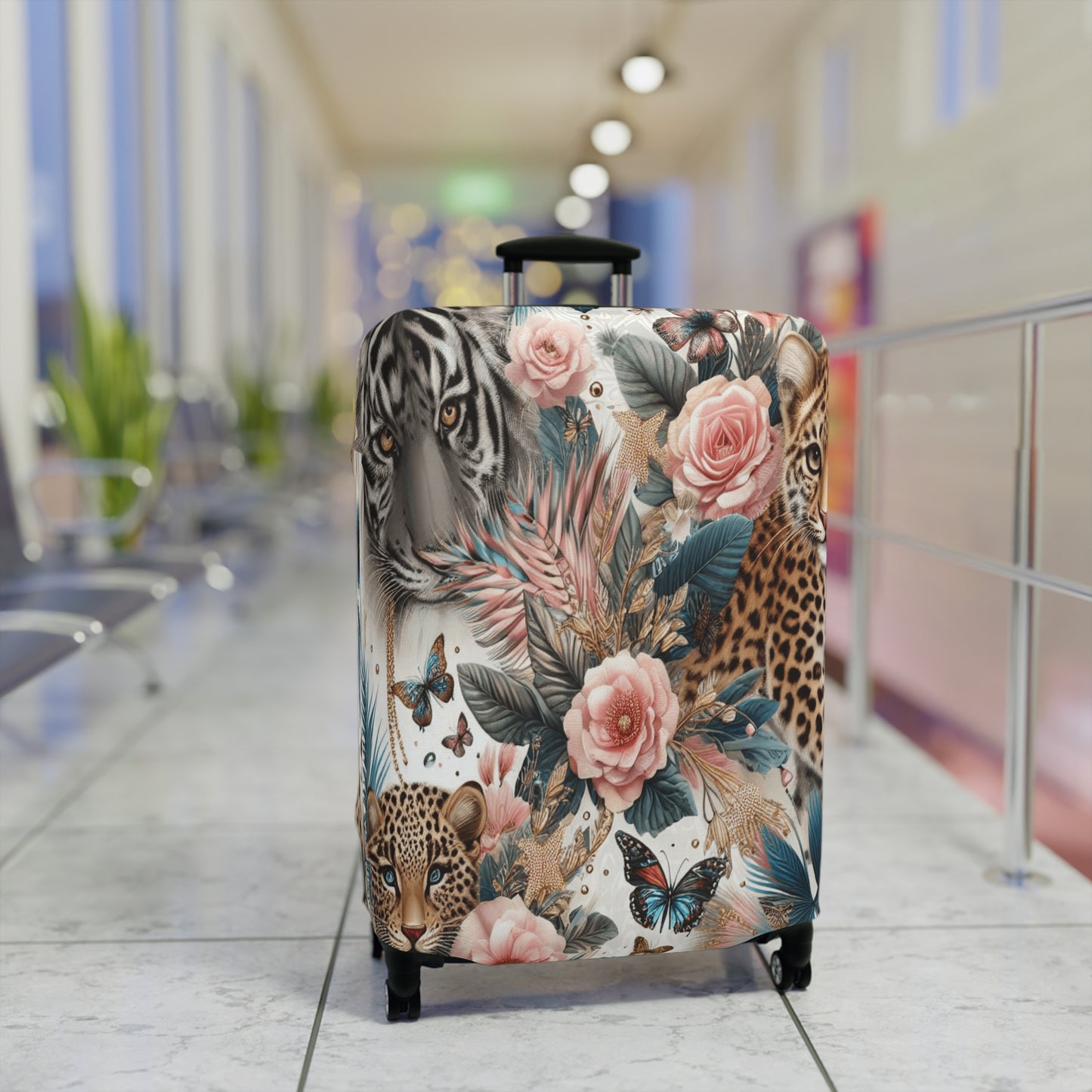 Luggage Cover, Floral Tiger and Leopards, awd-1438