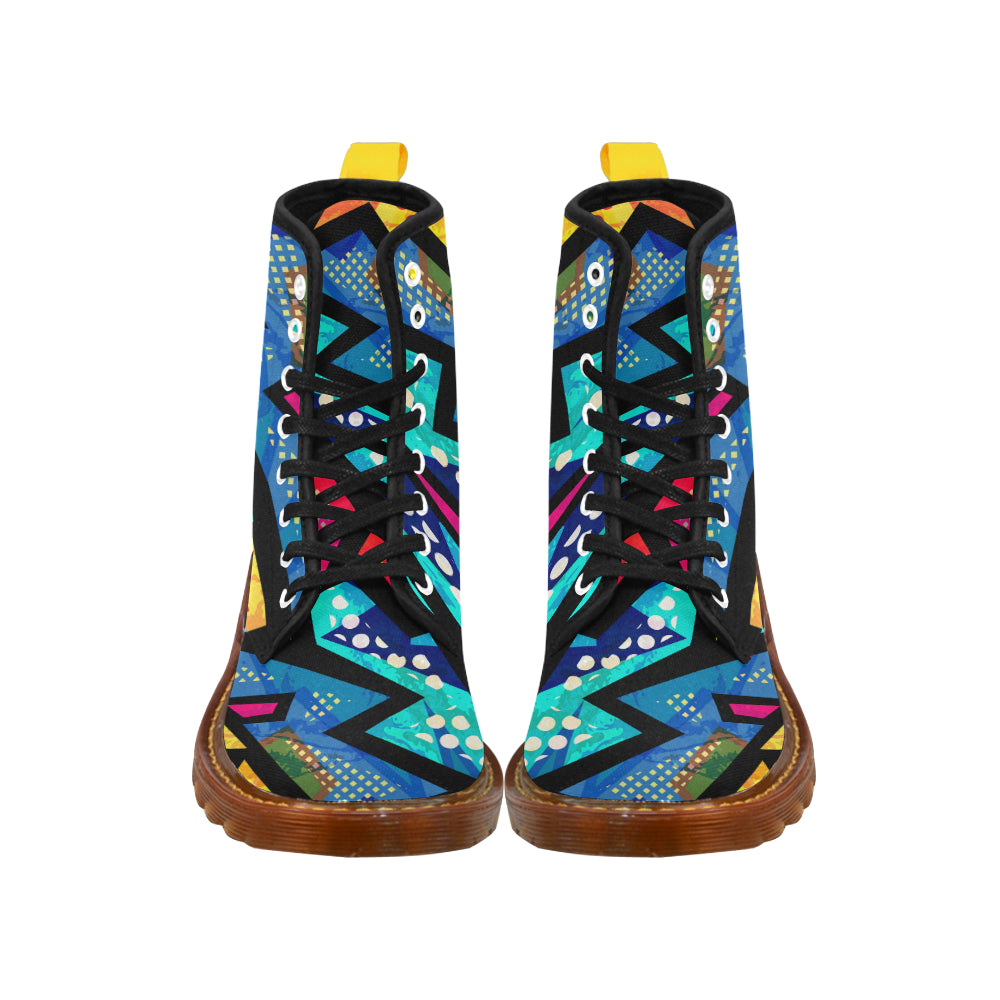 funny geometric seamless pattern honey Martin Boots For Men Model 1203H