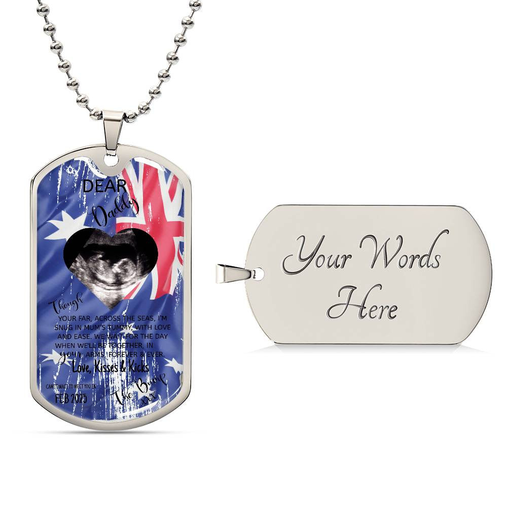 Dog Tag Personalised Dear Daddy Can't Wait to Meet you Pendant