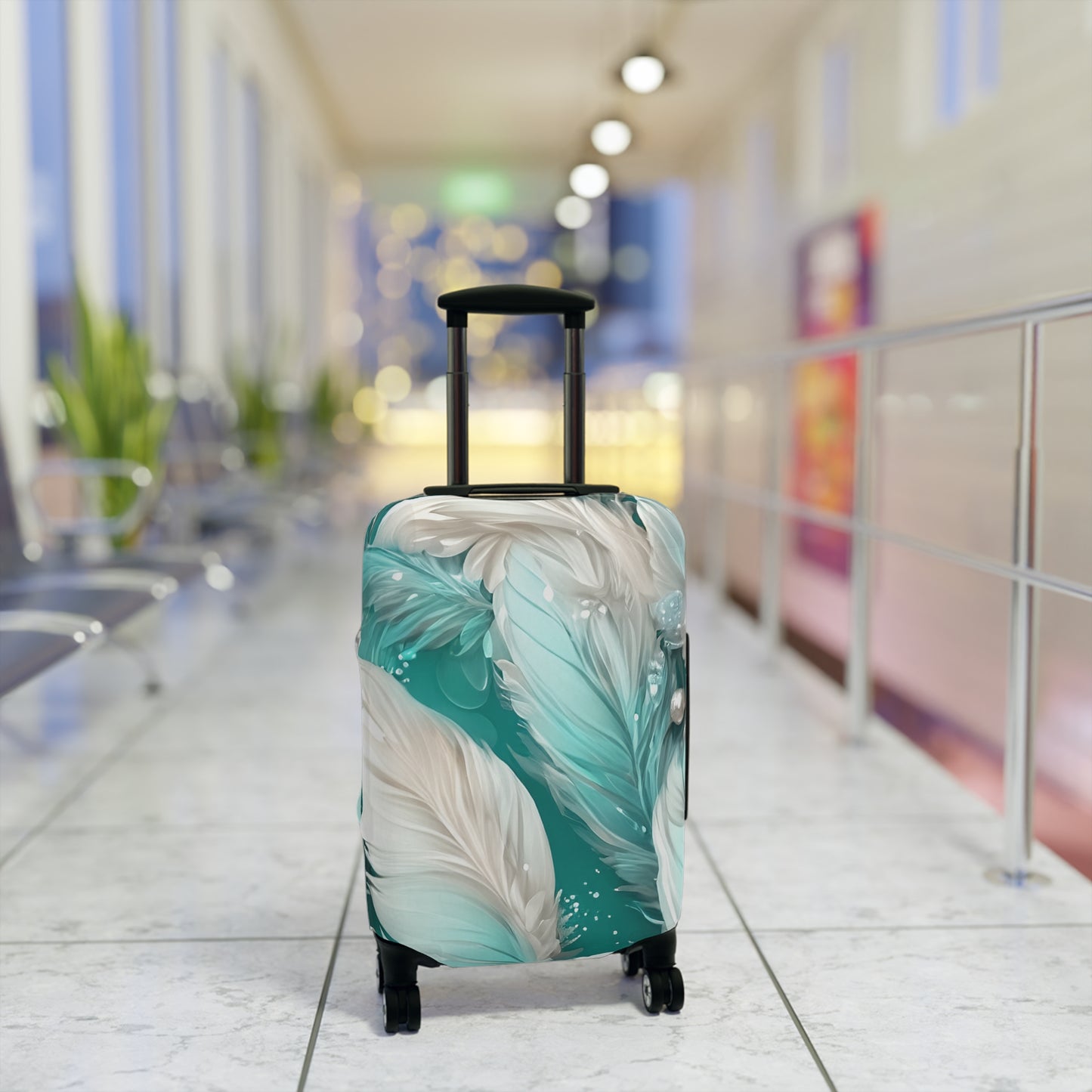 Luggage Cover, Turquoise Floral-3