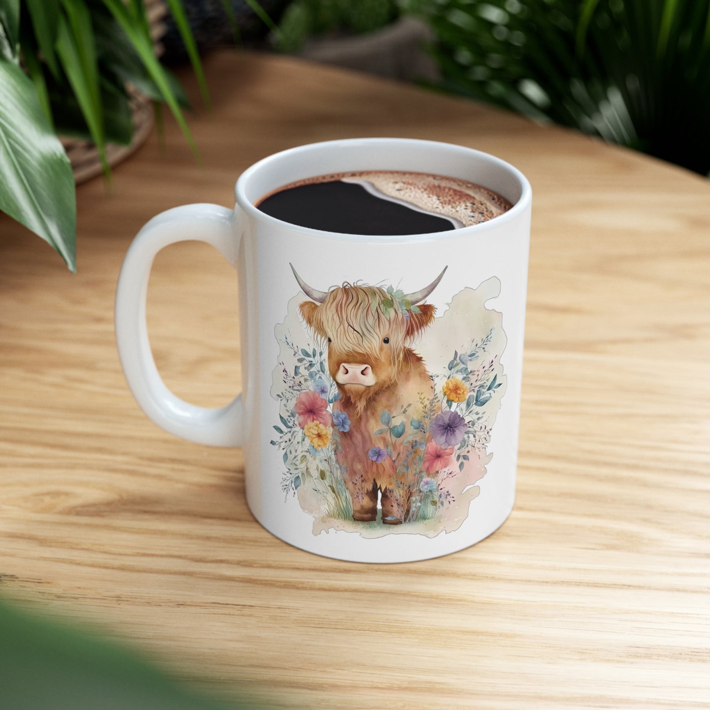 Personalised/Non Personalised Highland Cow, Ceramic Mug 11oz, Highland Cow Mug