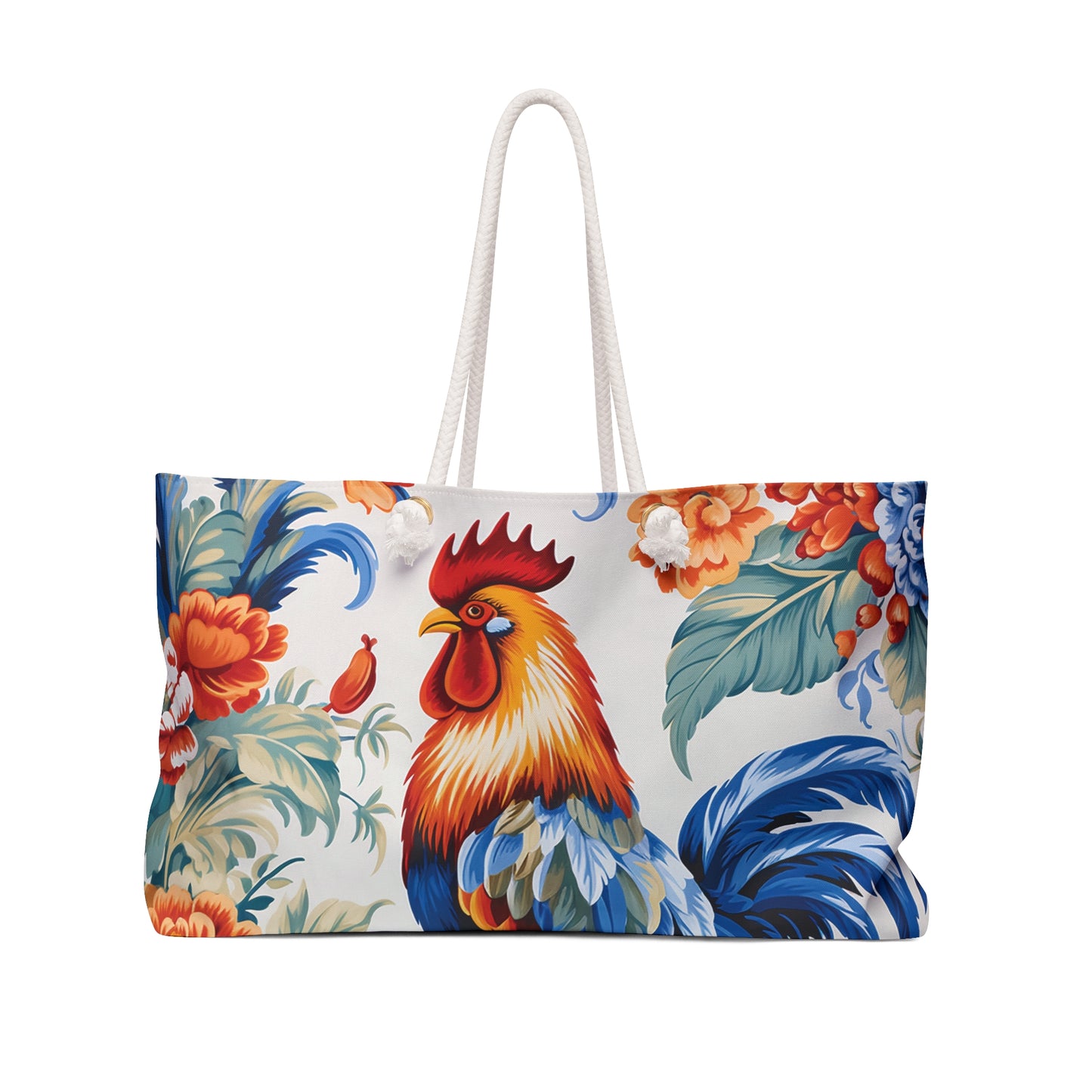 Personalised/Non-Personalised Weekender Bag, Chicken/Rooster, Large Weekender Bag, Beach Bag, Book Bag