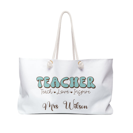 Personalised Weekender Bag, Teacher, Large Weekender Bag, Beach Bag, Teacher Bag